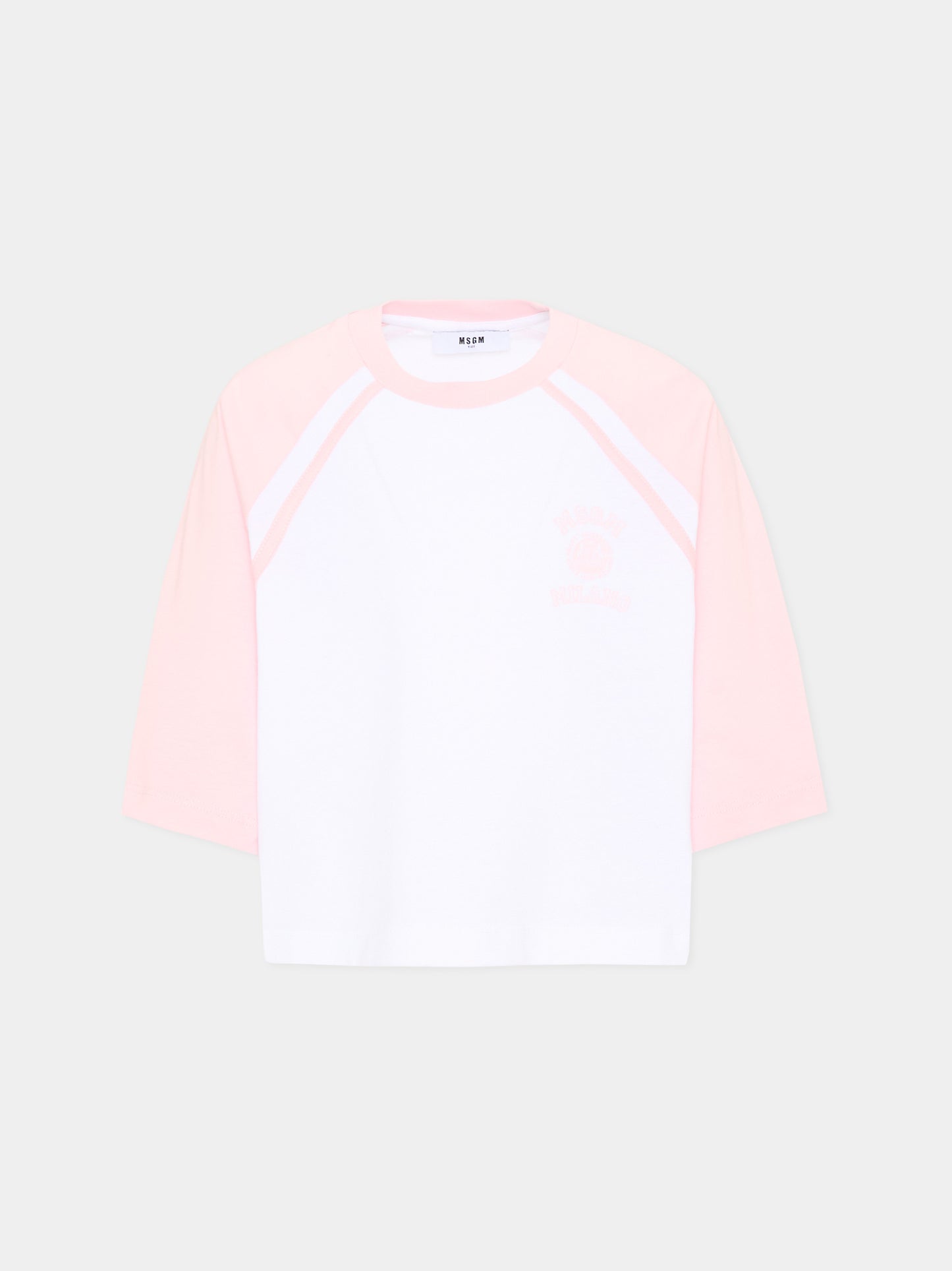 T-Shirt bianca per bambina con logo,Msgm Kids,S6MSJGTH024 001/78