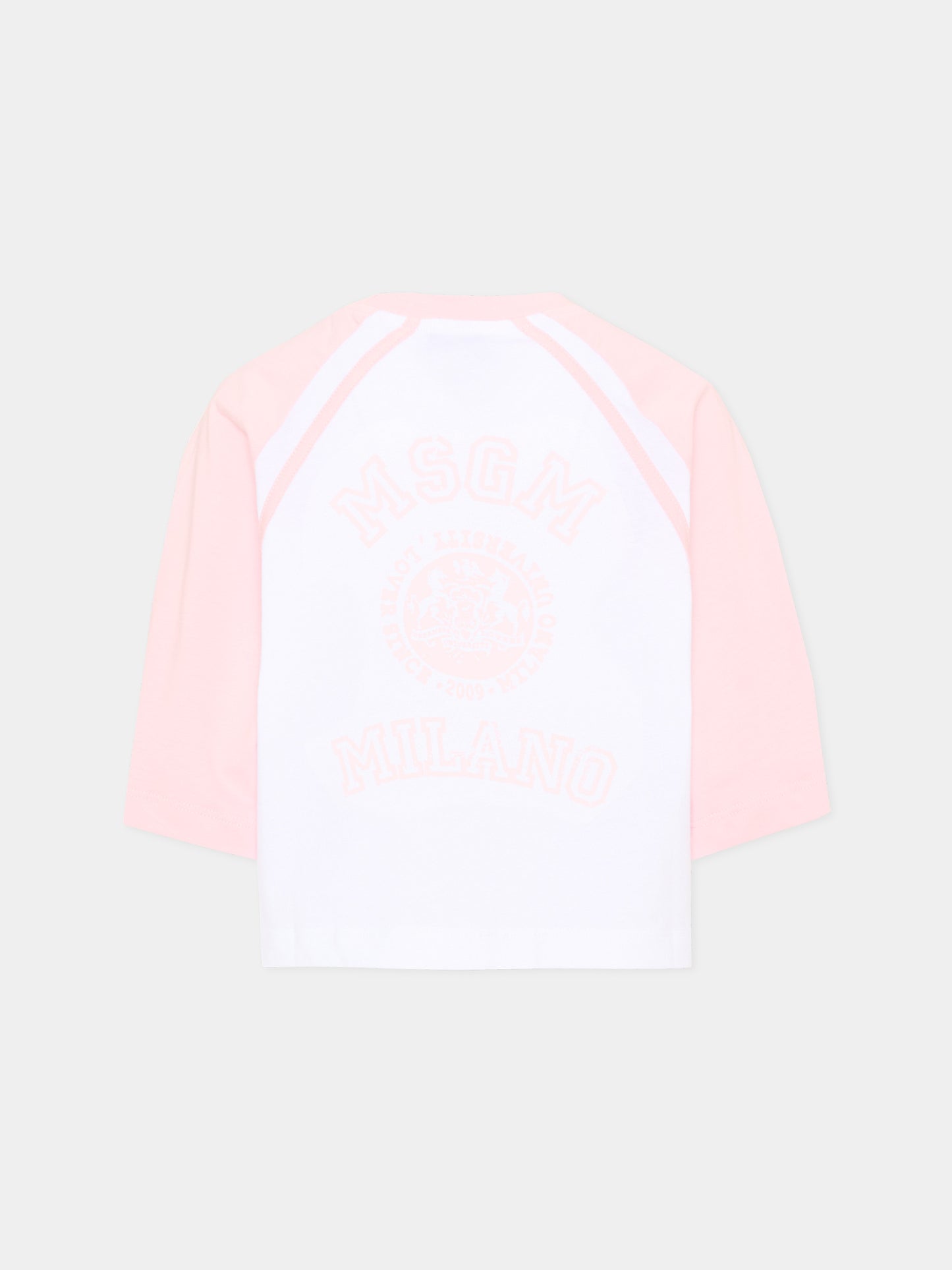 T-Shirt bianca per bambina con logo,Msgm Kids,S6MSJGTH024 001/78