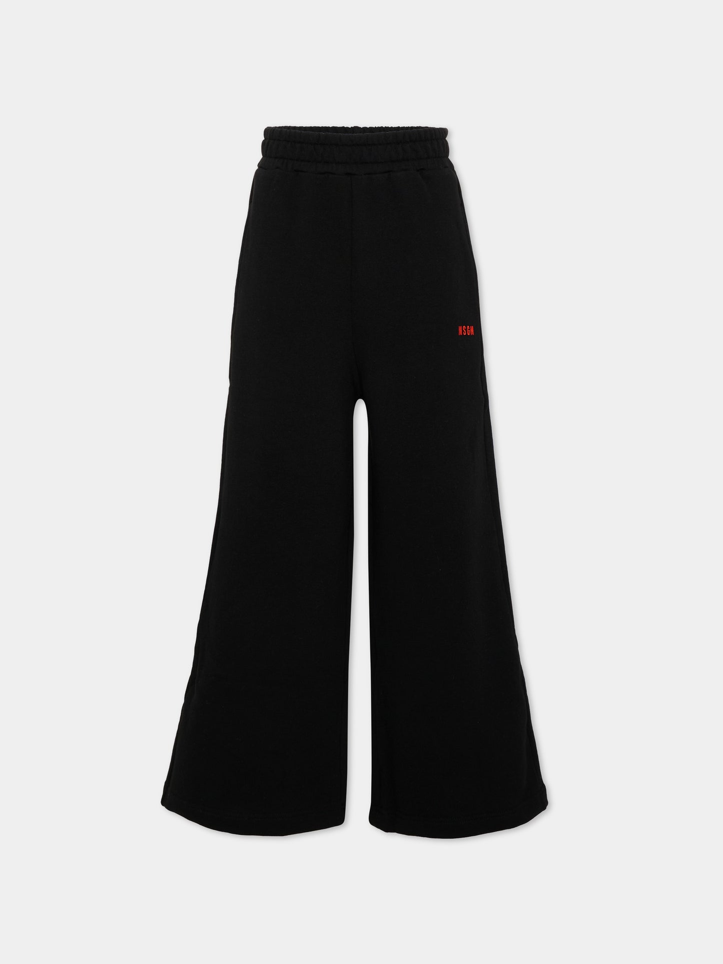 Pantalone sportivo nero per bambina con logo,Msgm Kids,S6MSJGFP280 110