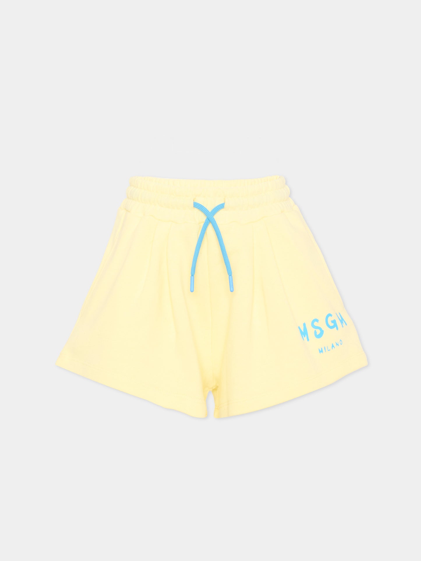 Shorts sportivi giallo per bambina con logo