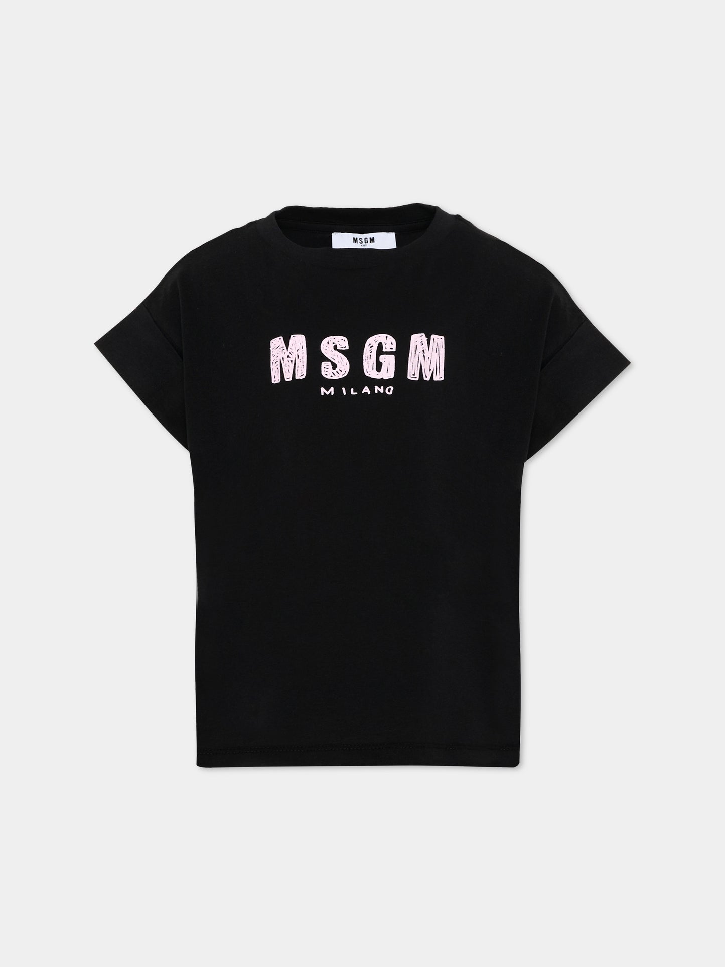 T-Shirt nera per bambina con logo