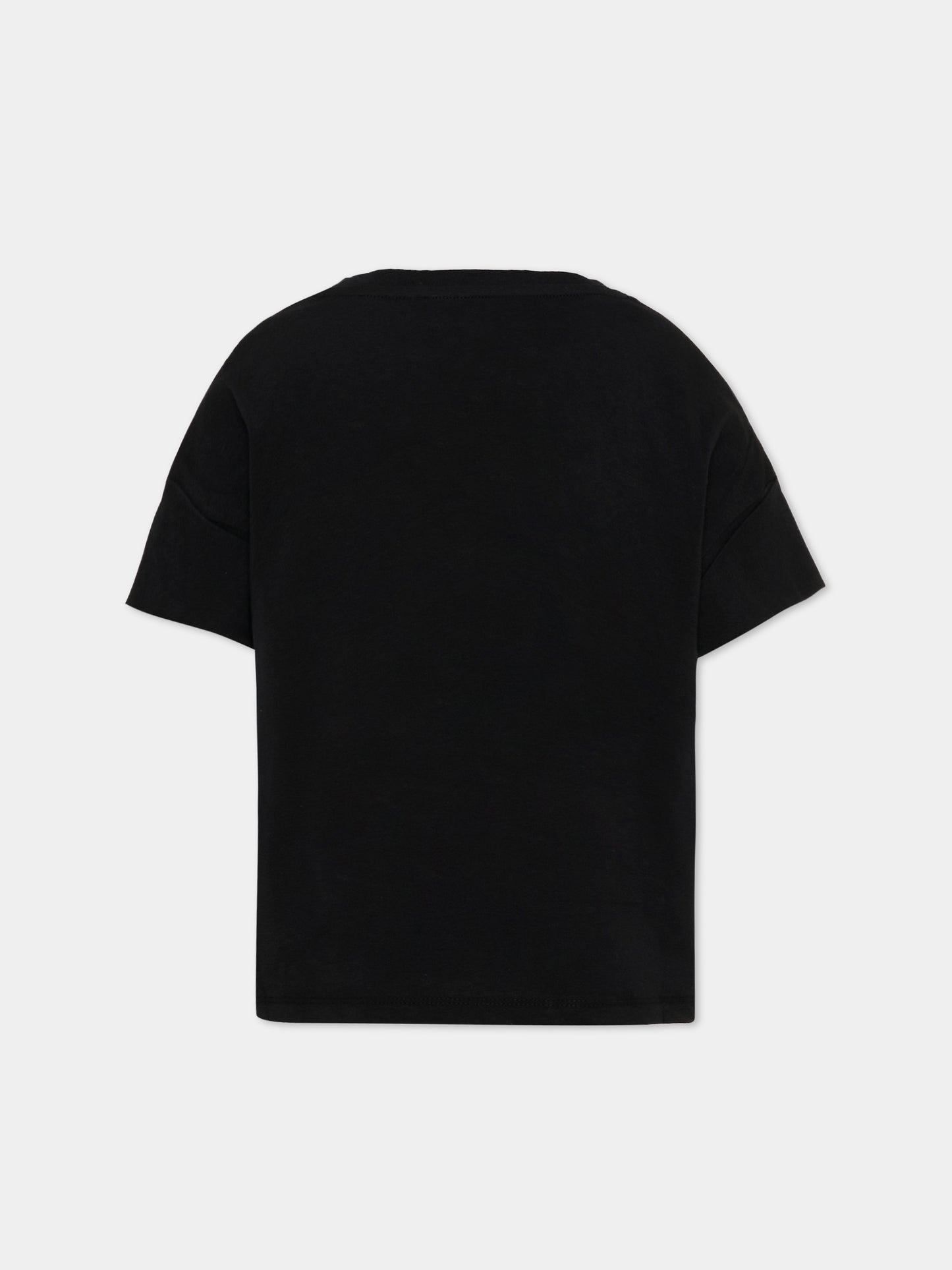 T-Shirt nera per bambina con logo,Msgm Kids,S6MSJGTH070 110/88