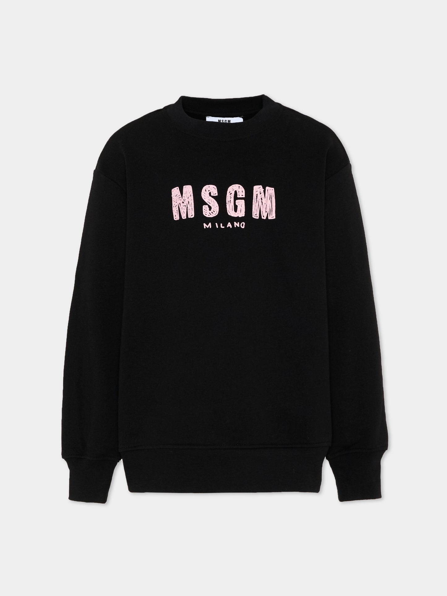 Felpa nera per bambina con logo,Msgm Kids,S6MSJUSW008 110/88