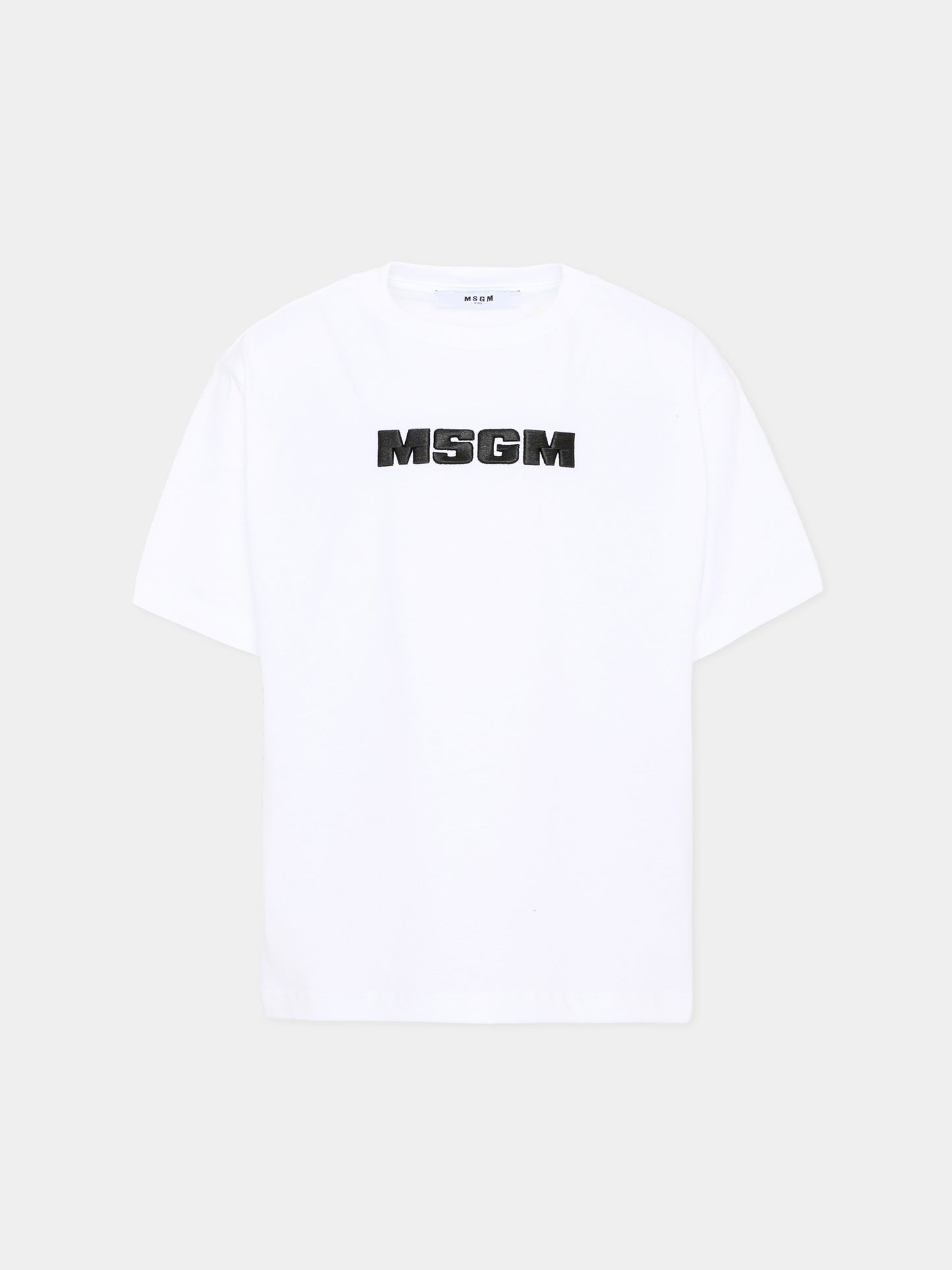 T-Shirt bianca per bambini con logo,Msgm Kids,S6MSJUTH072 001