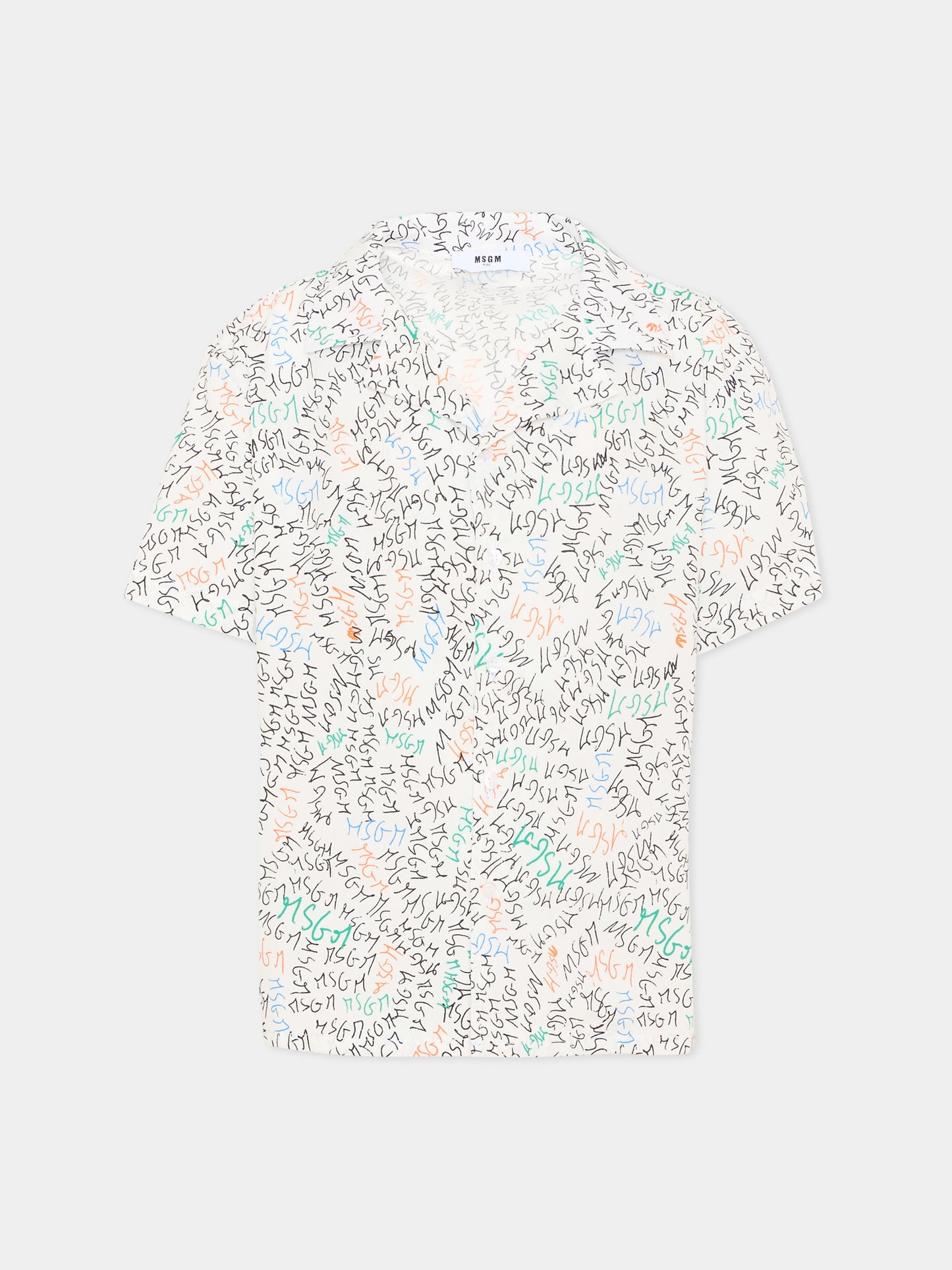 Camicia bianca per bambino con logo,Msgm Kids,S6MSJBSI236 001