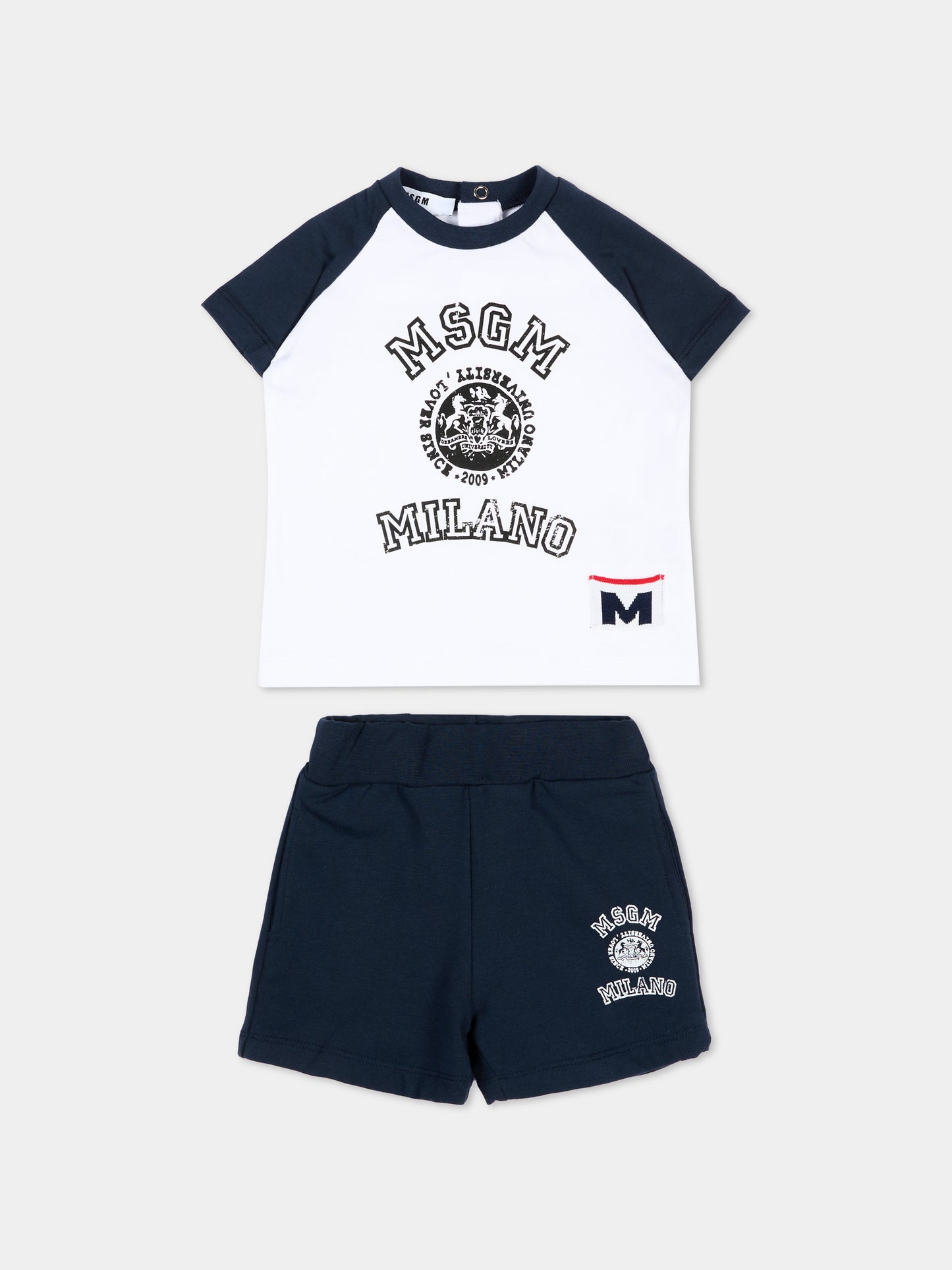 Completo sportivo blu per neonati con logo,Msgm Kids,S6MSUNTR261 MS072