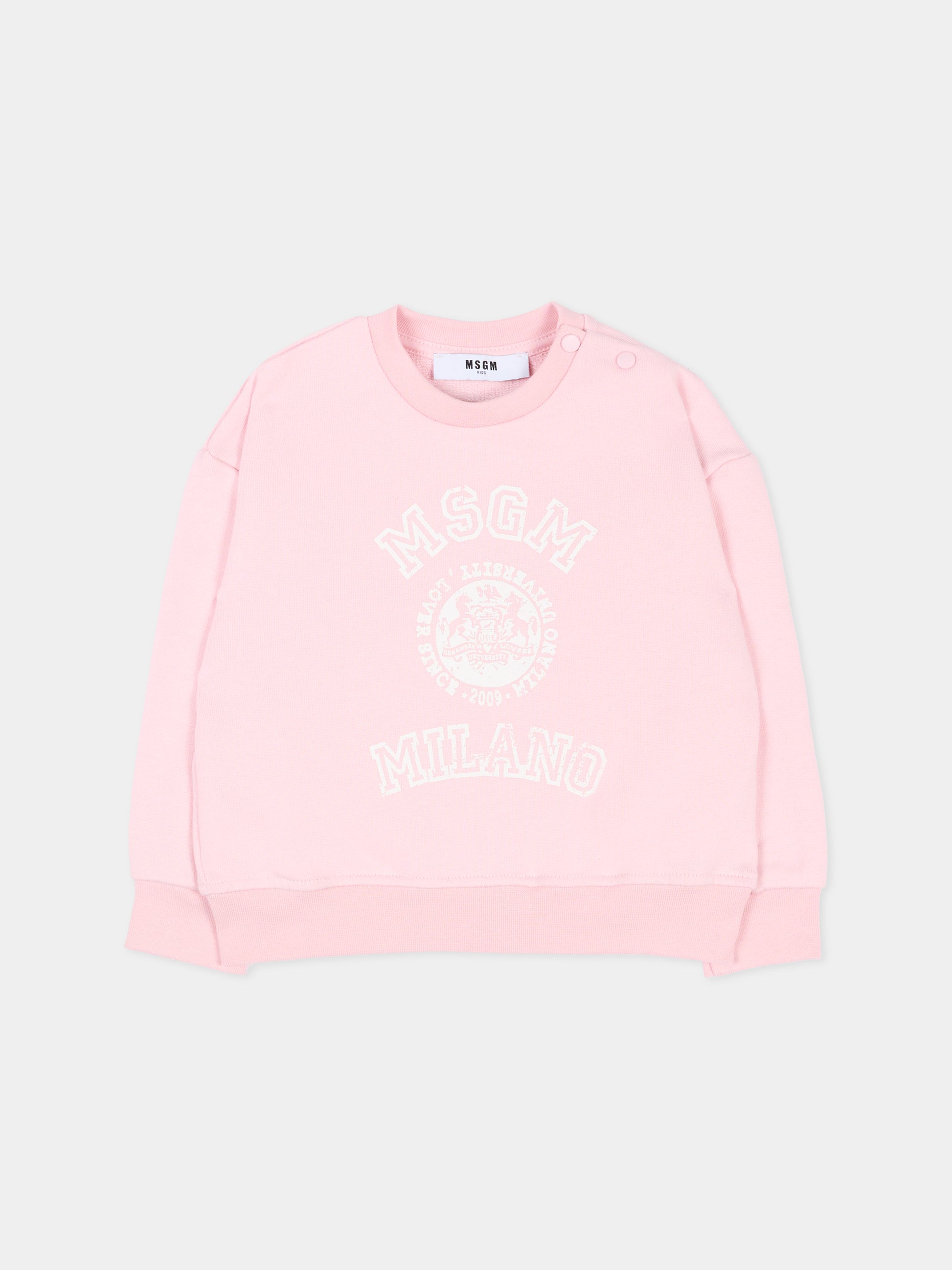 Felpa rosa per neonata con logo,Msgm Kids,S6MSUNSW267 MS076