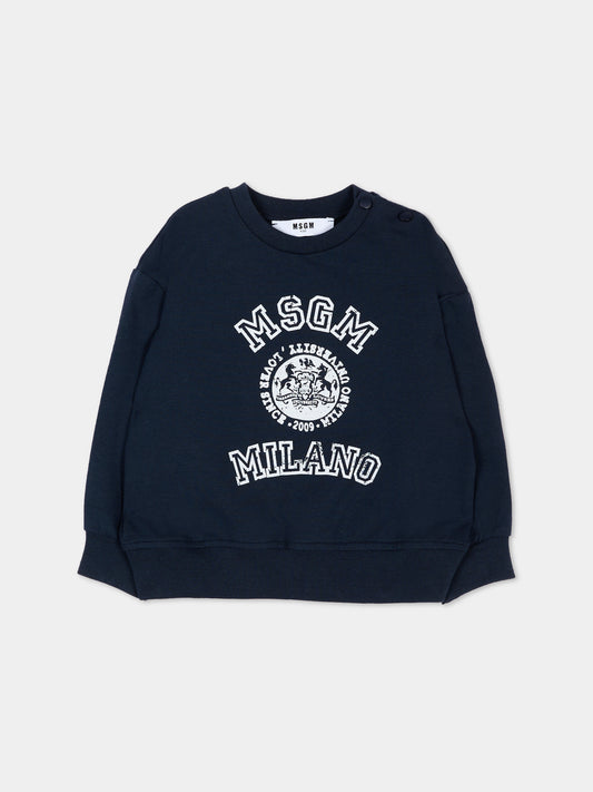 Felpa blu per neonati con logo,Msgm Kids,S6MSUNSW267 MS072