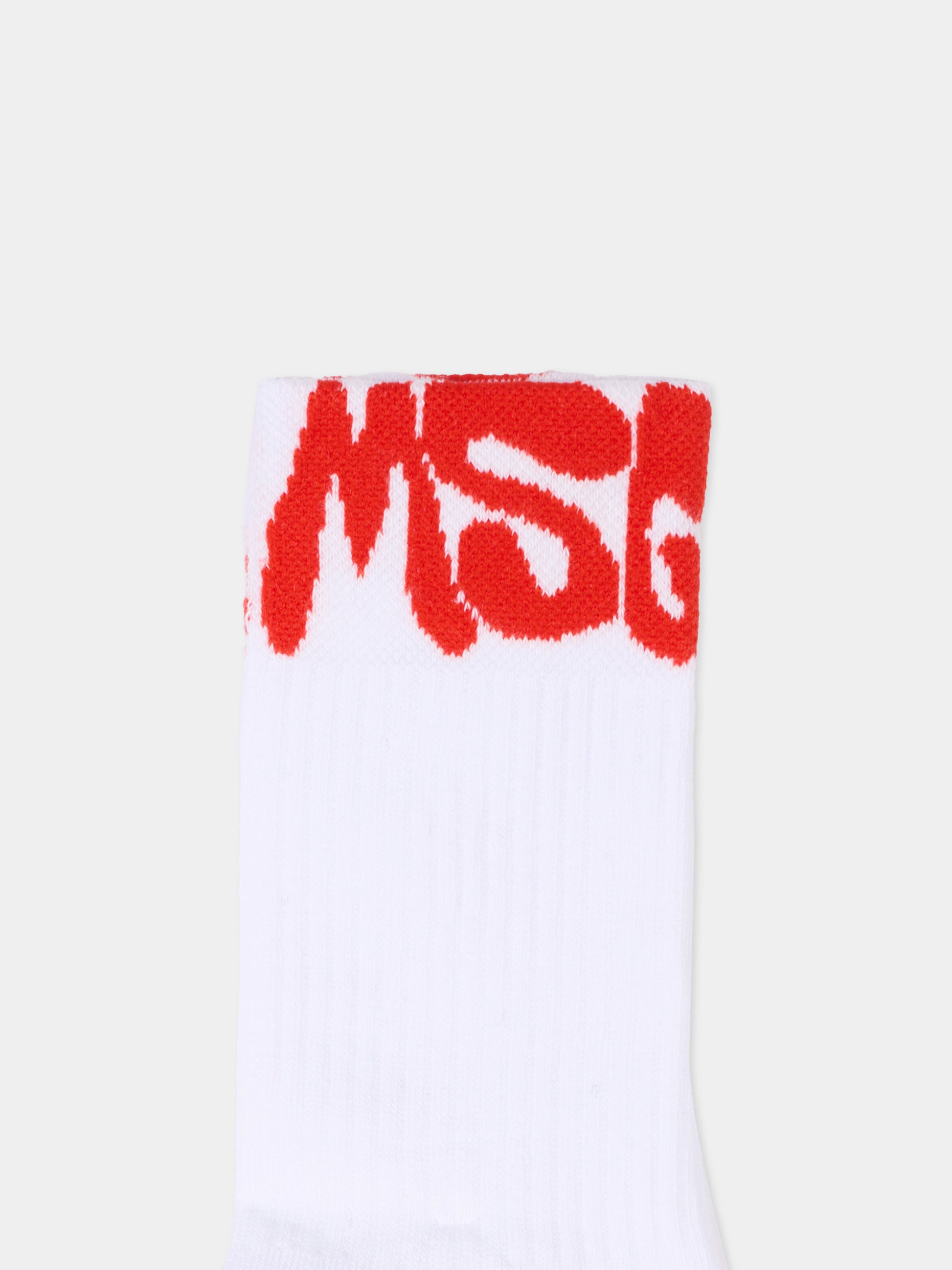 Calza Spugna bianco per bambini con logo,Msgm Kids,S6MSJUSO308 001