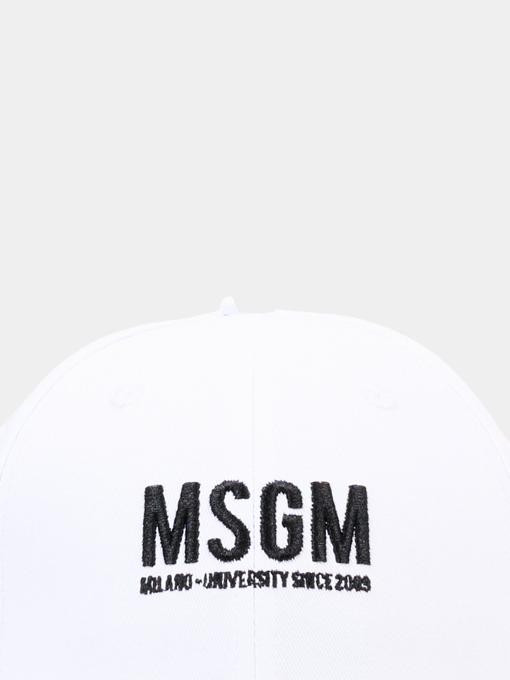 Cappello con visiera bianco per bambini con logo,Msgm Kids,S6MSJUBC019 001