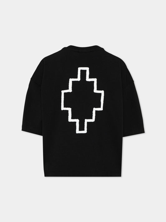 T-shirt nera per bambina con logo,County Of Milan Kids,F5CMJGTH096 110
