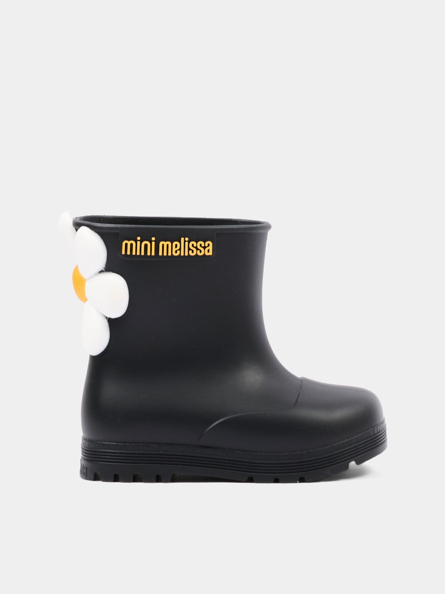 Stivali da pioggia neri per bambina con fiore,Mini Melissa,38061 BW303 06411