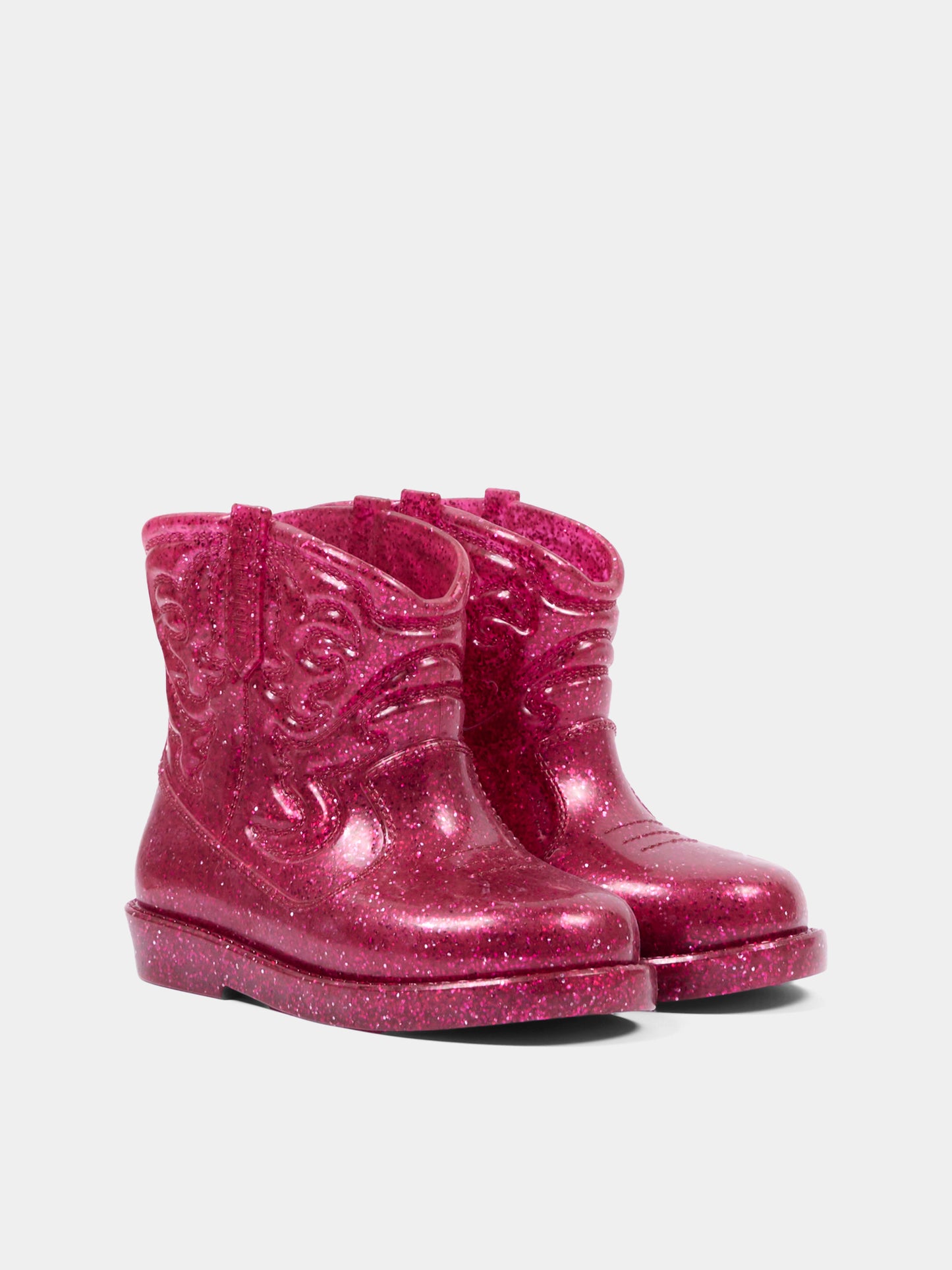 Stivali da pioggia rosa per bambina con glitter,Mini Melissa,36191 BM701