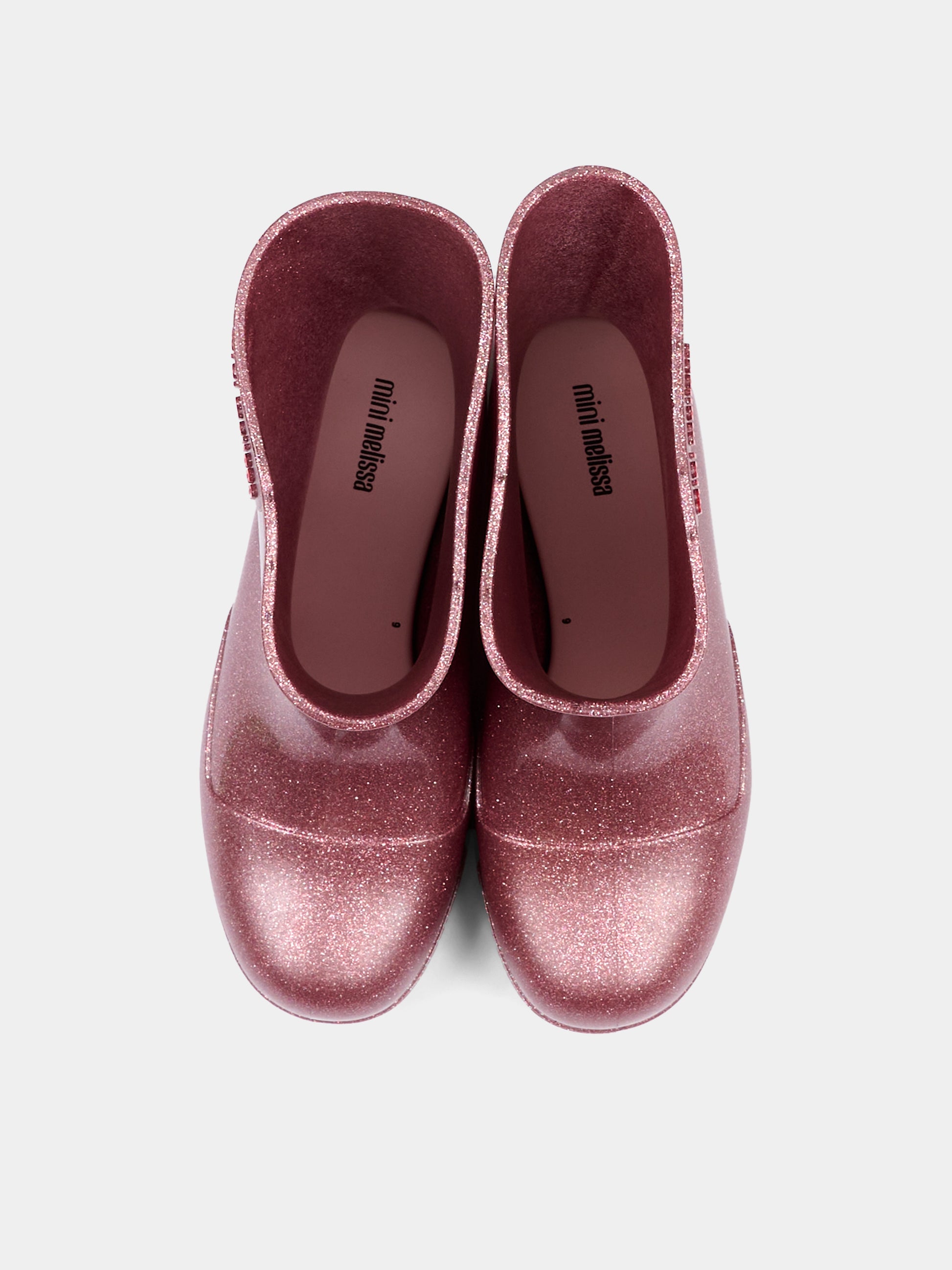 Stivali da pioggia rosa per bambina con glitter,Mini Melissa,33868 AQ988 34445