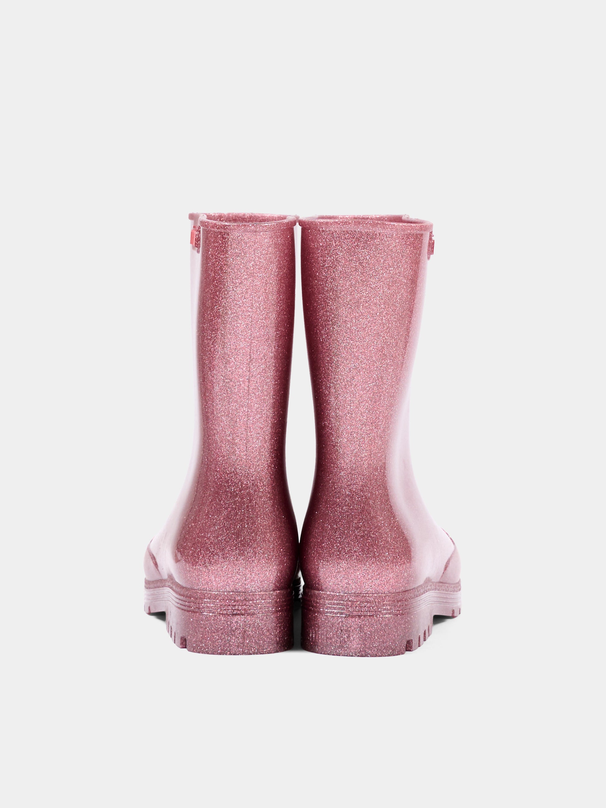 Stivali da pioggia rosa per bambina con glitter,Mini Melissa,33868 AQ988 34445