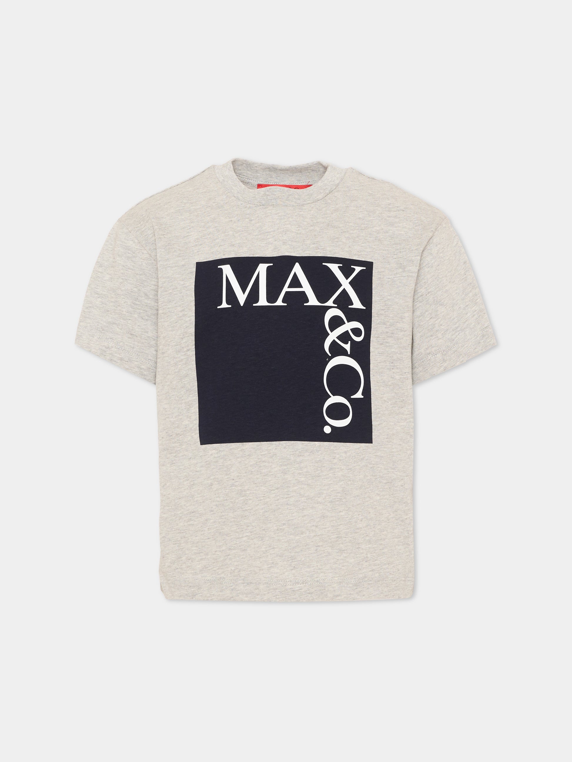 T-Shirt grigia per bambina con logo,Max&co,MX0005 MX00P MX901