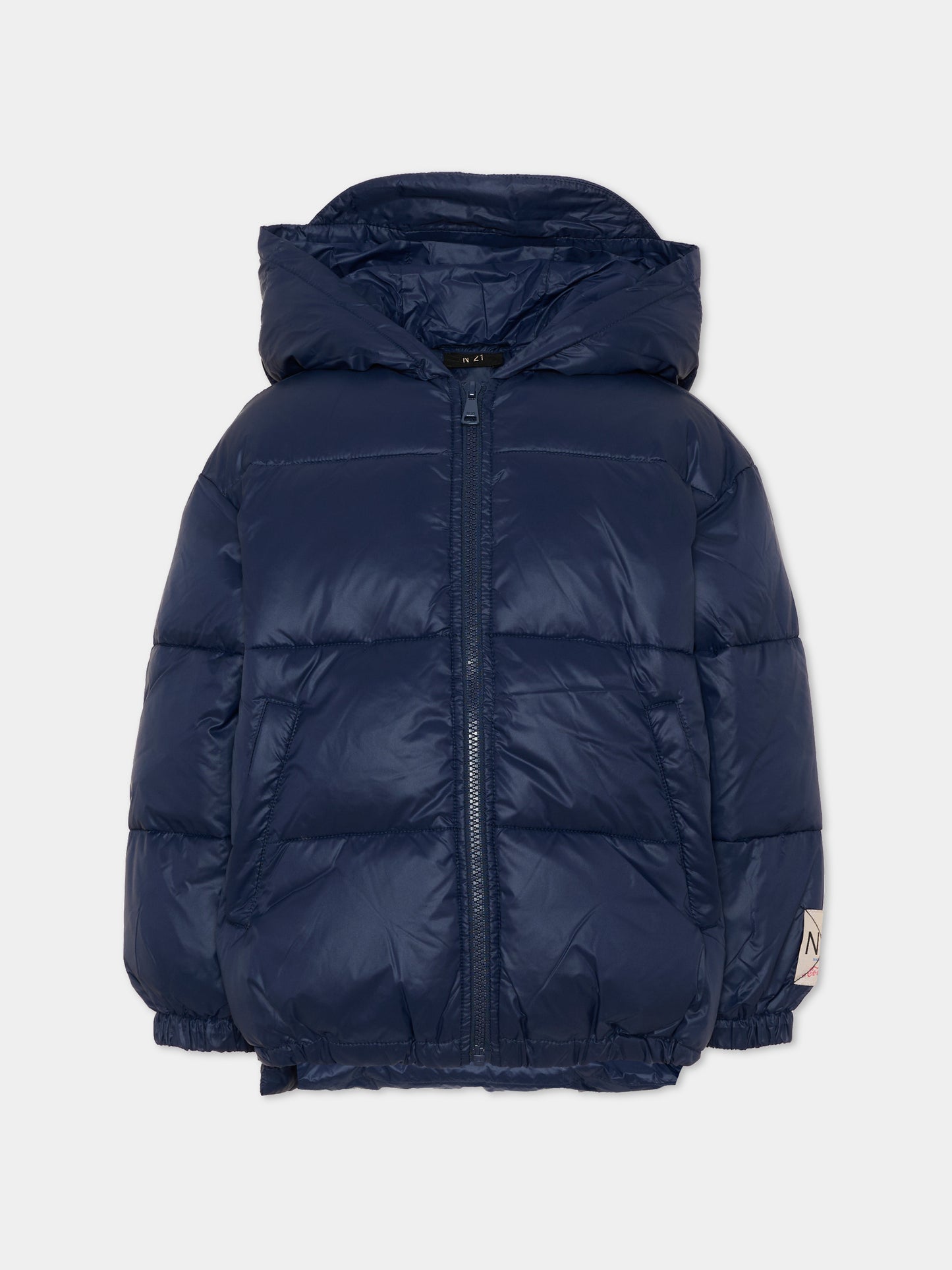 Piumino blu per bambini con logo,N°21 Kids,N2104X N0002 0N824