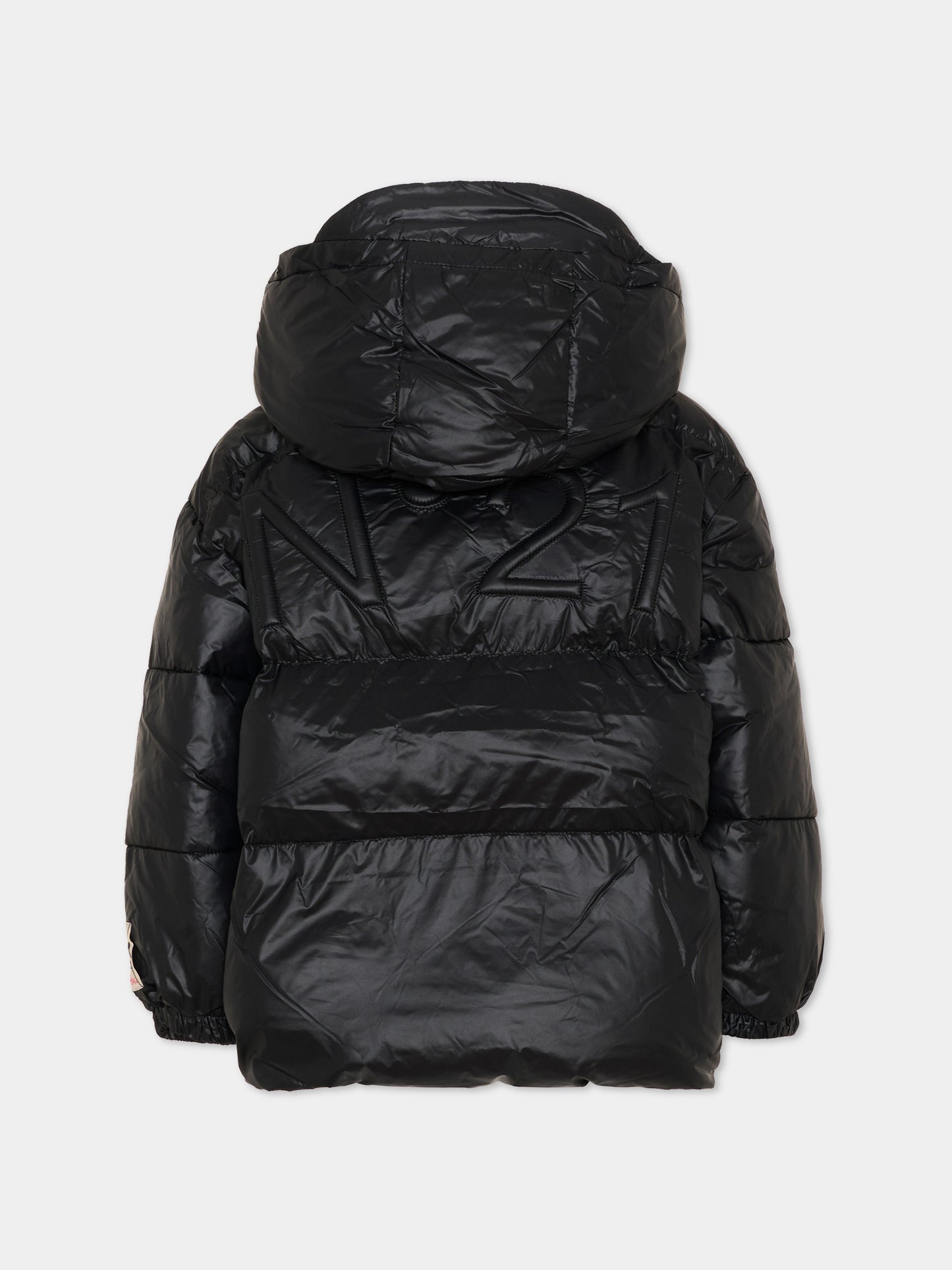 Piumino nero per bambini con logo,N°21 Kids,N2104X N0002 0N900