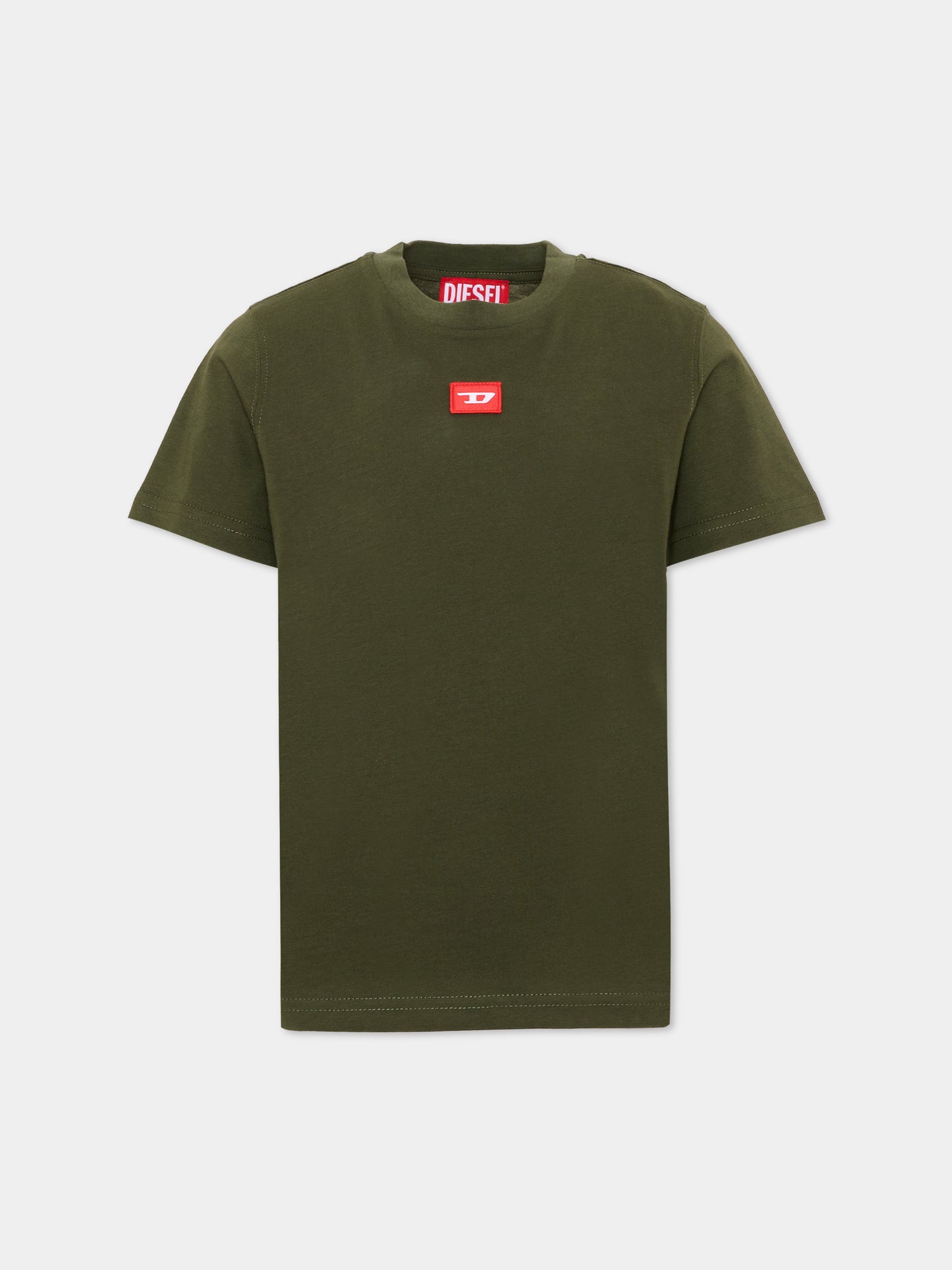 T-Shirt verde per bambino con logo,Diesel,J02501 0GRAI K513