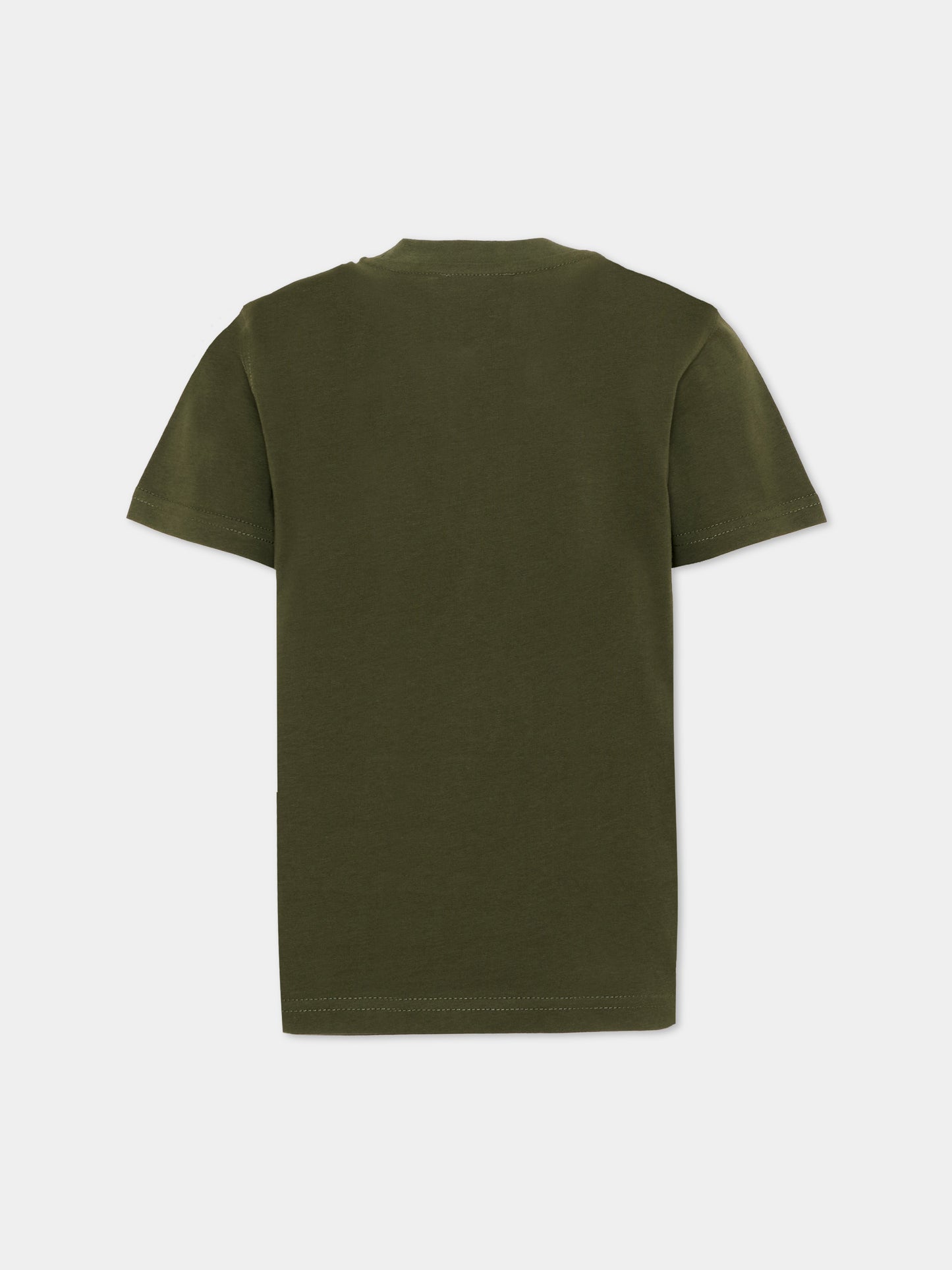 T-Shirt verde per bambino con logo,Diesel,J02501 0GRAI K513
