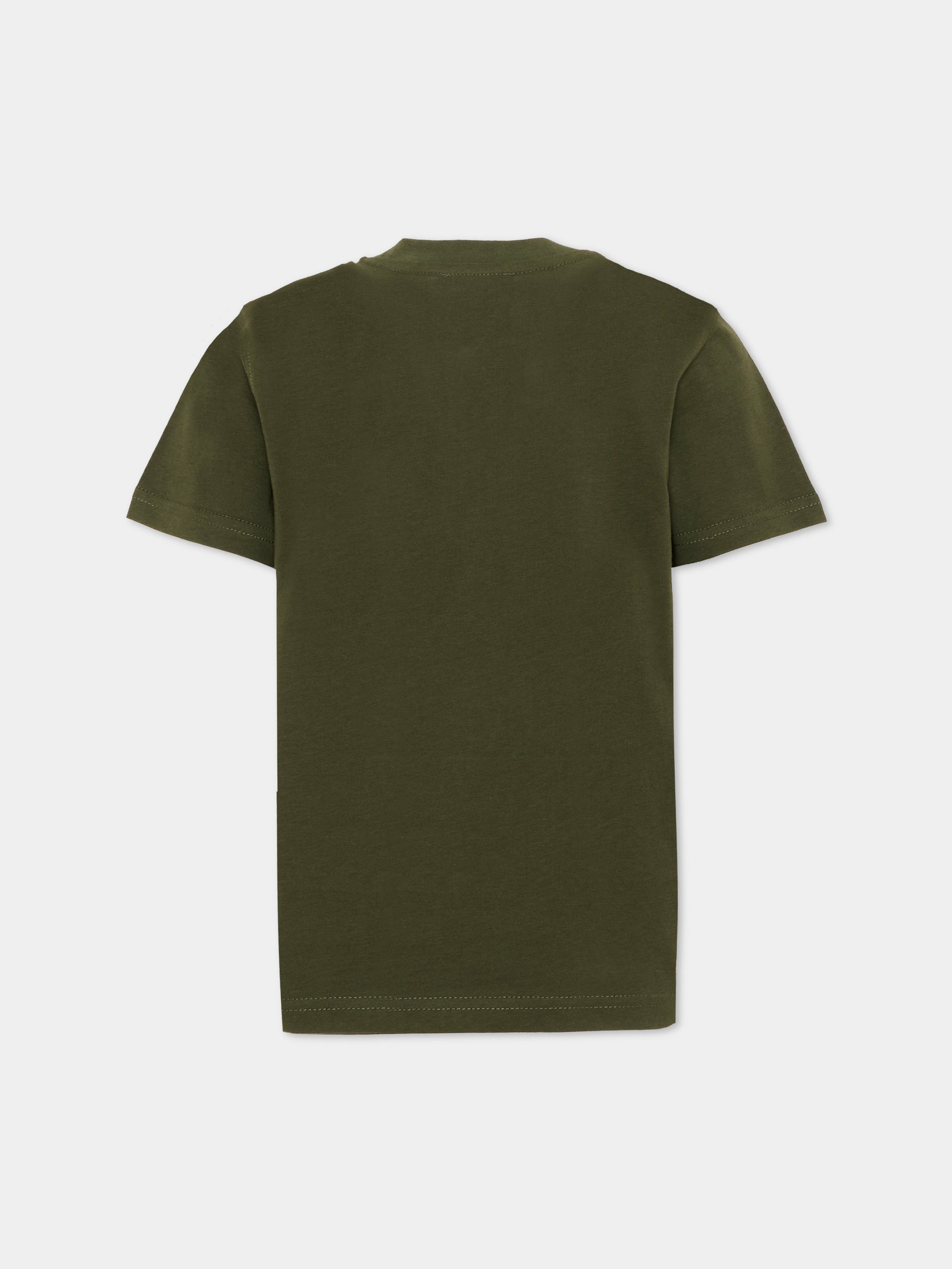T-Shirt verde per bambino con logo,Diesel,J02501 0GRAI K513