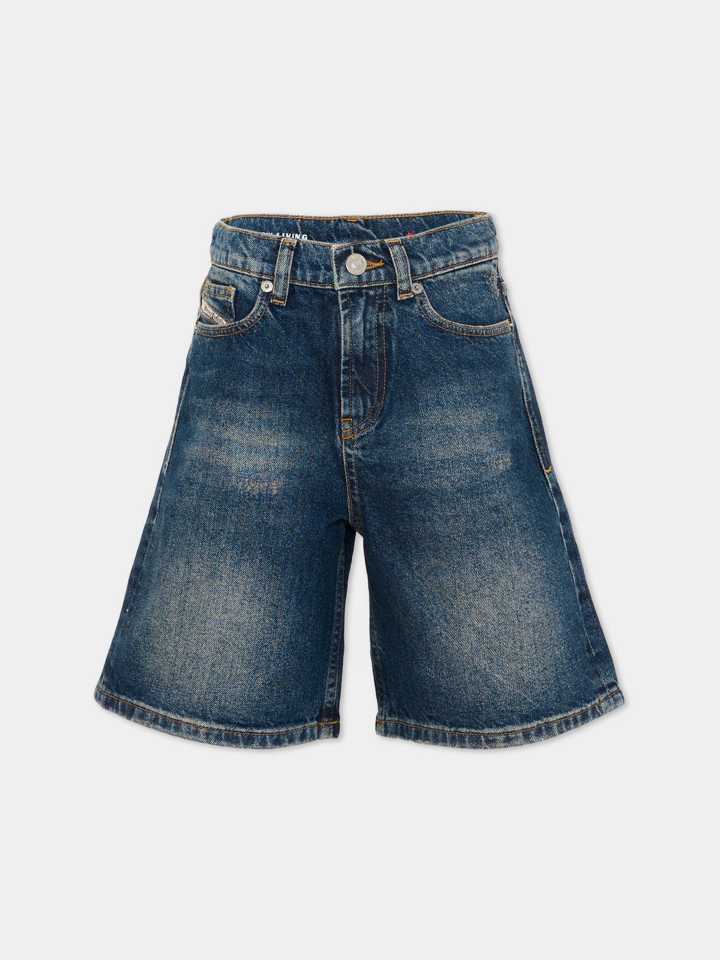 Shorts denim per bambina con patch logo,Diesel,J02345 KXBQC K01
