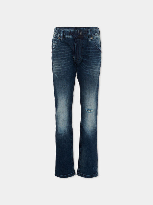 Jeans denim per bambino con patch logo,Diesel,00J3A8 KXBQD K01
