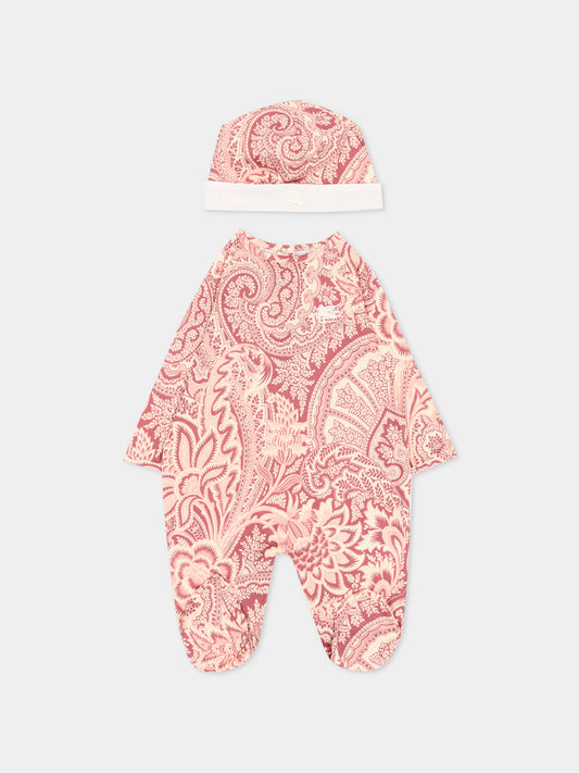 Set tutina rosa per neonati con stampa paisley,Etro,GXB540 Z3377 416RS