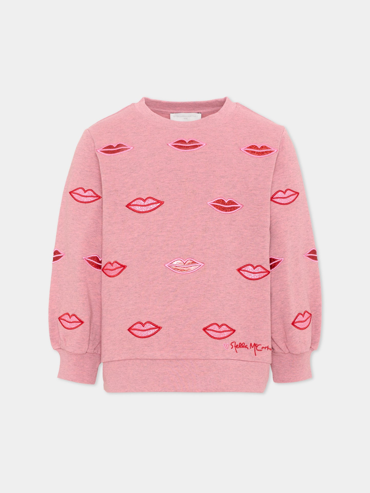 Felpa rosa per bambina con labbra,Stella Mccartney Kids,TX4C30 Z3061 883