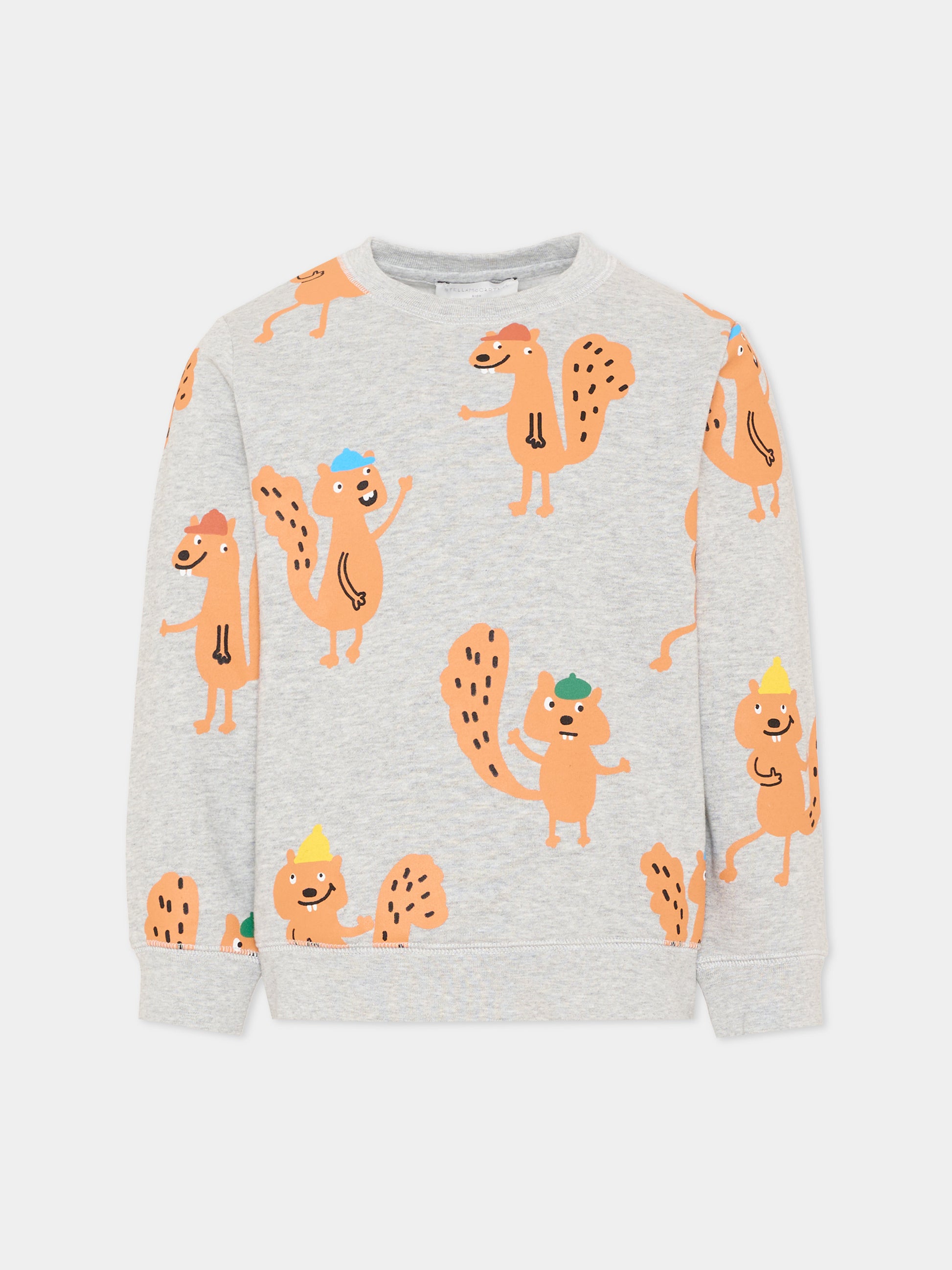 Felpa grigia per bambino con scoiattoli,Stella Mccartney Kids,TX4R10 Z3159 807MC