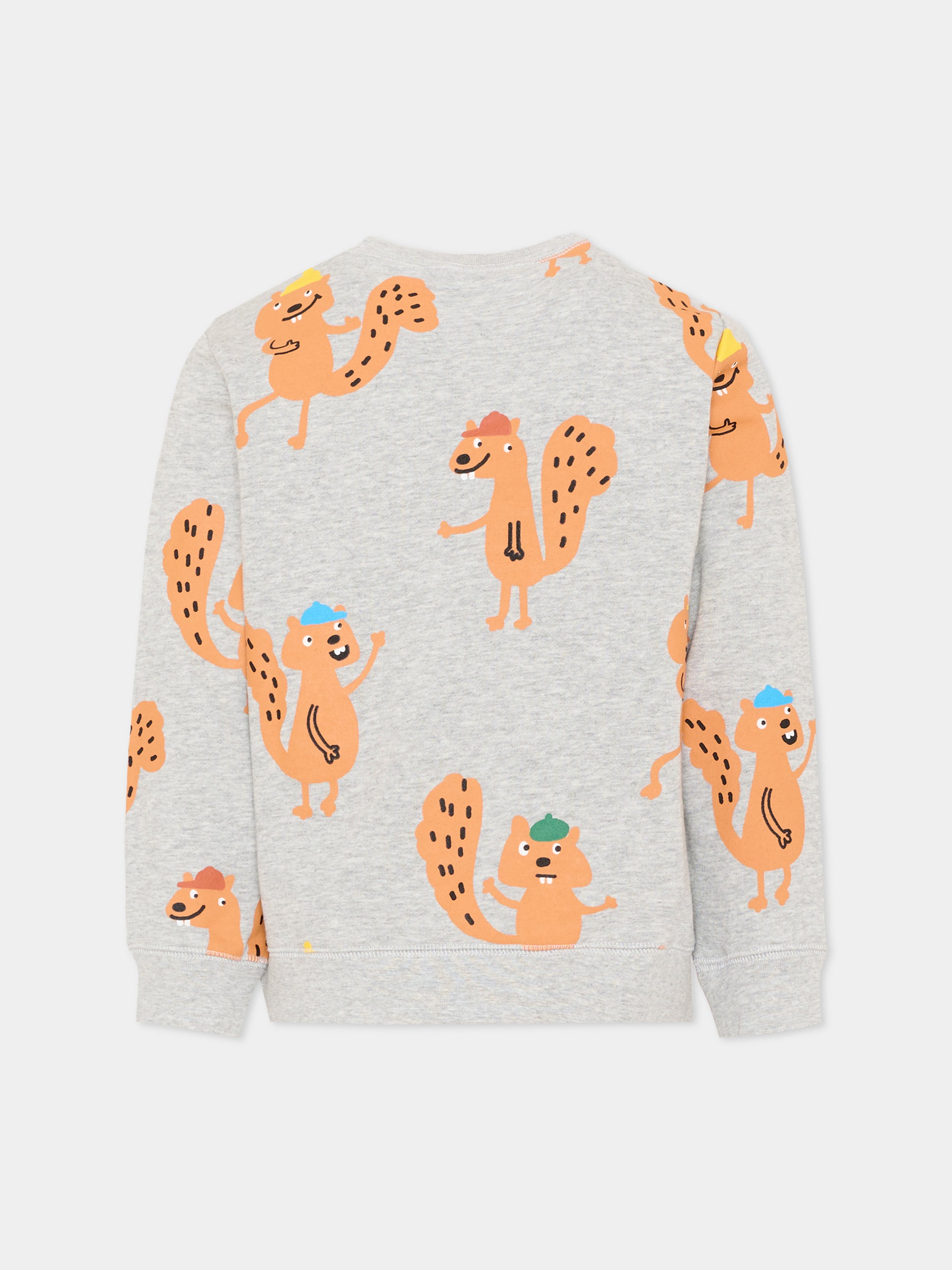Felpa grigia per bambino con scoiattoli,Stella Mccartney Kids,TX4R10 Z3159 807MC