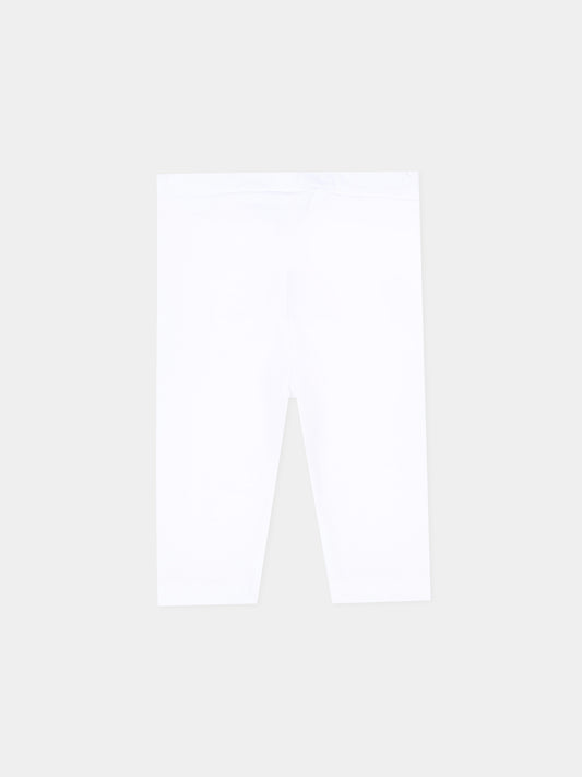 Leggings bianco per neonata con logo,Balmain Kids,BU6030 Z1883 100