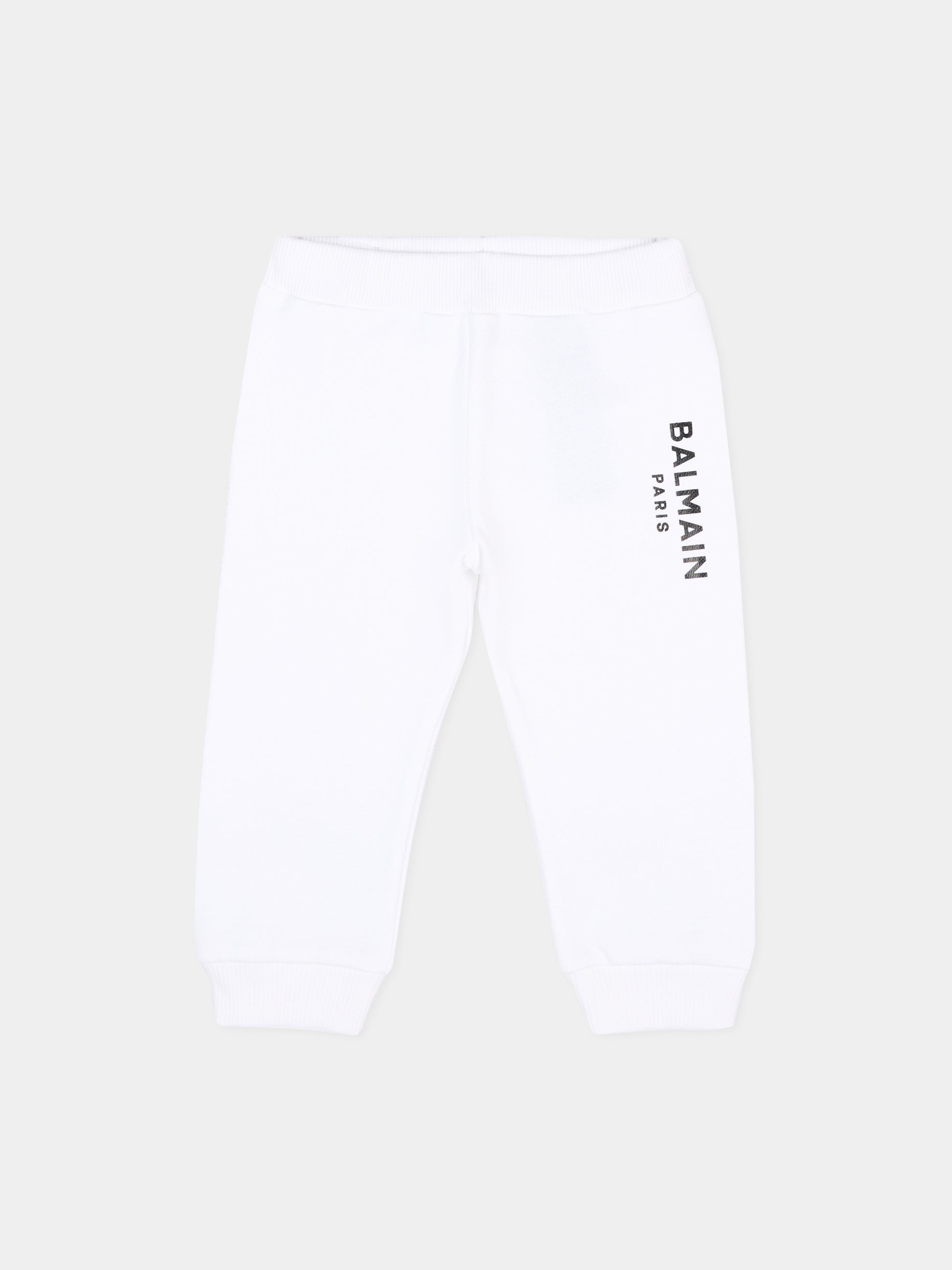 Pantaloni sportivi bianchi per neonati con logo,Balmain Kids,BU6520 Z1753 100