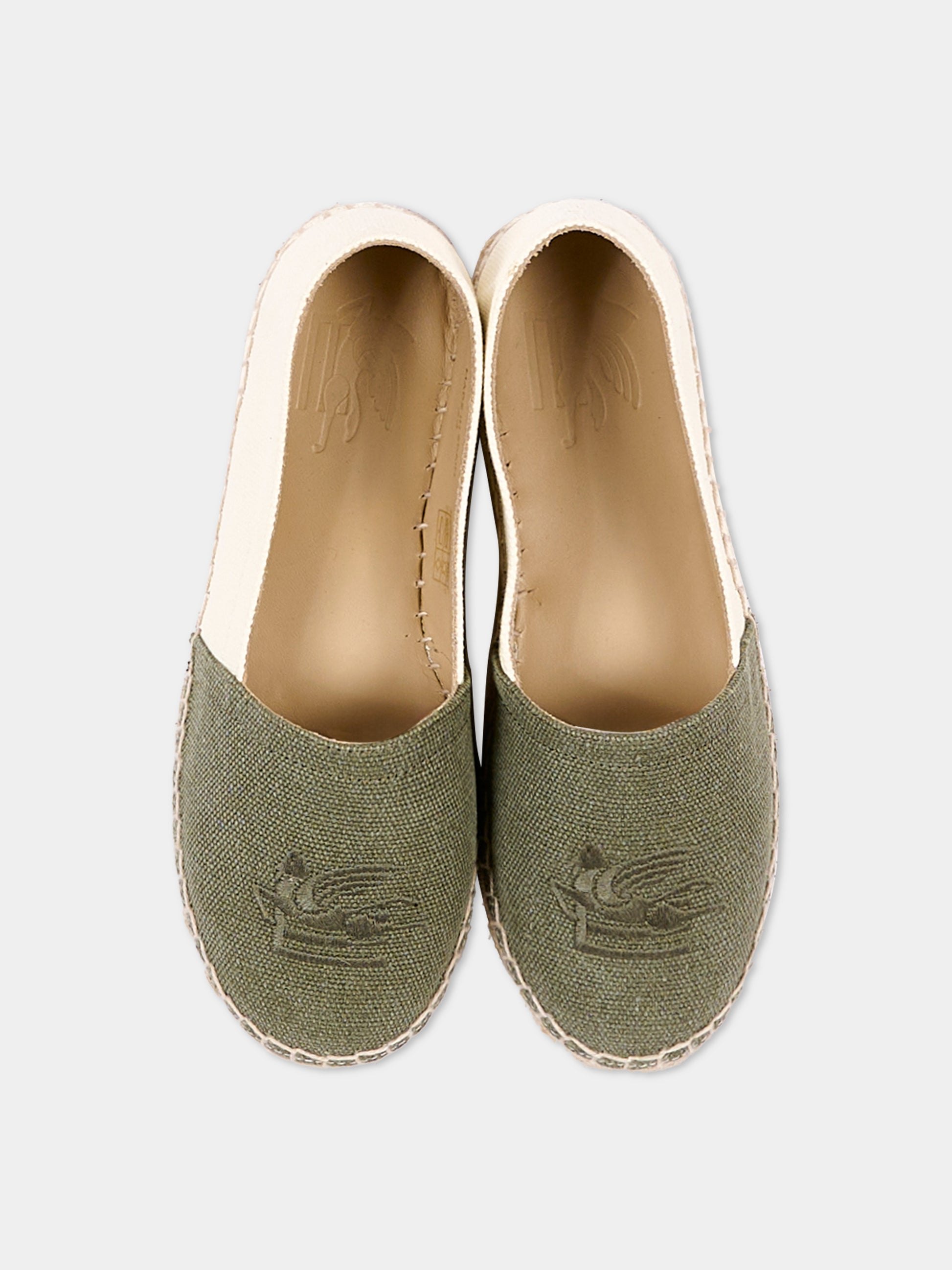 Espadrillas verde per bambini con Pegaso,Etro,GU0Q26 Z2189 722AV