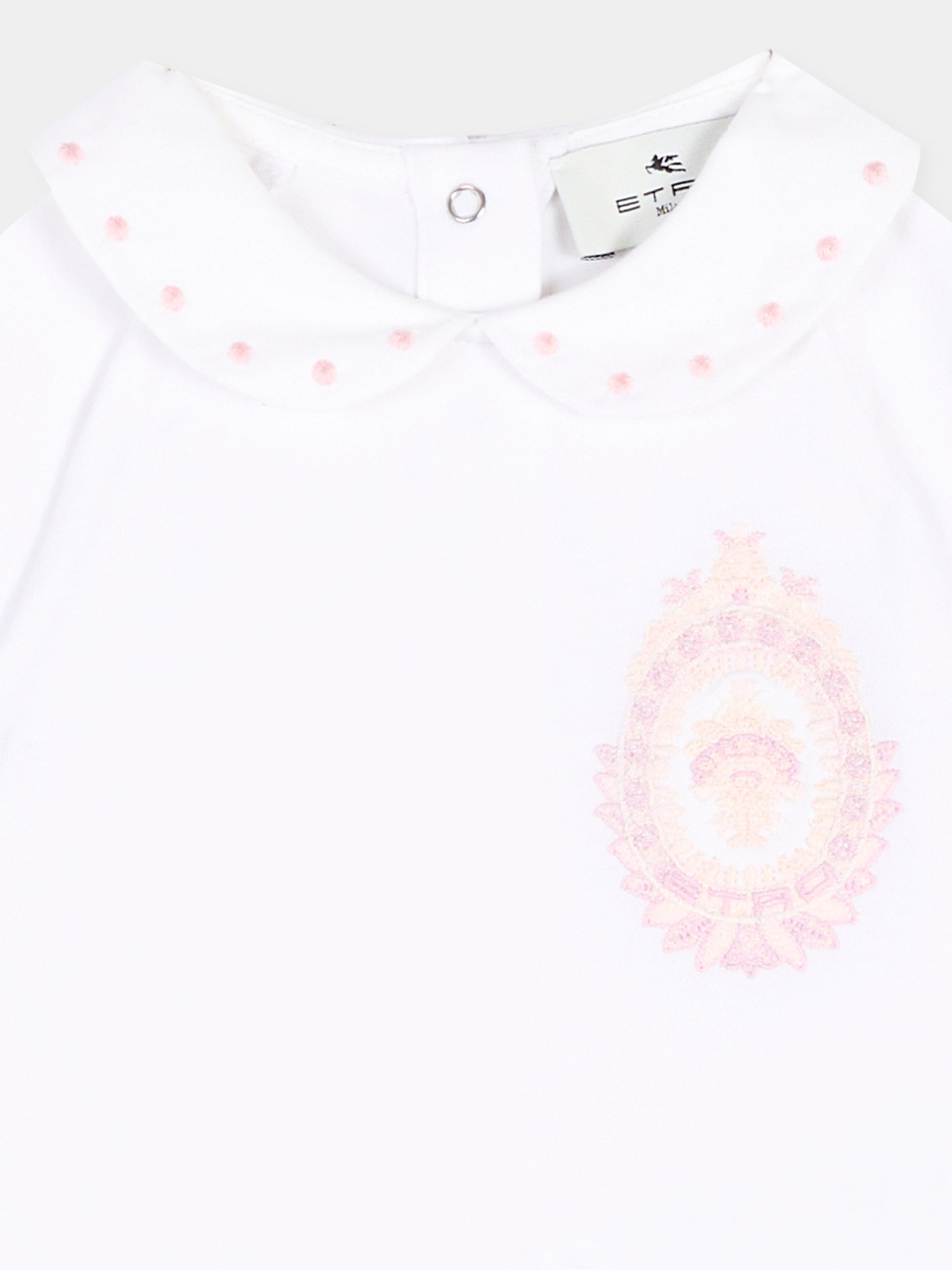 Body bianco per neonata con ricamo,Etro,GUA521 J0382 100RS