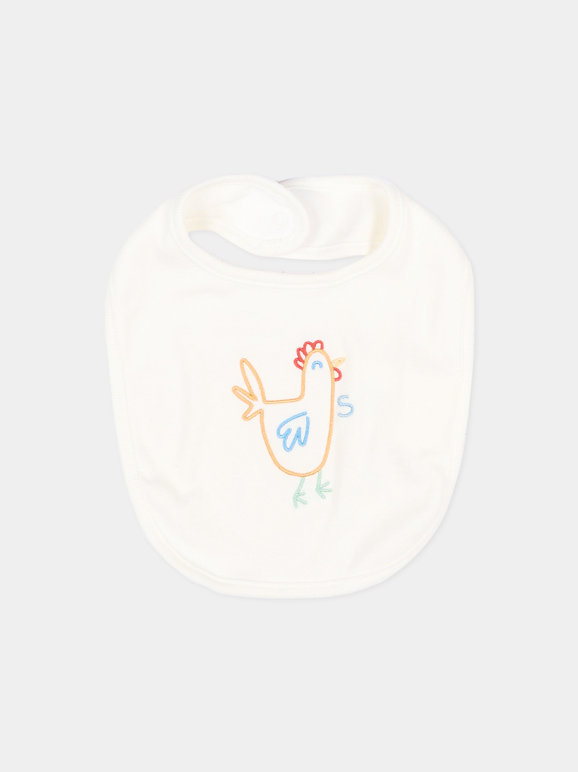 Bavaglino avorio per neonato con ricami,Stella Mccartney Kids,TVB630 Z0669 101