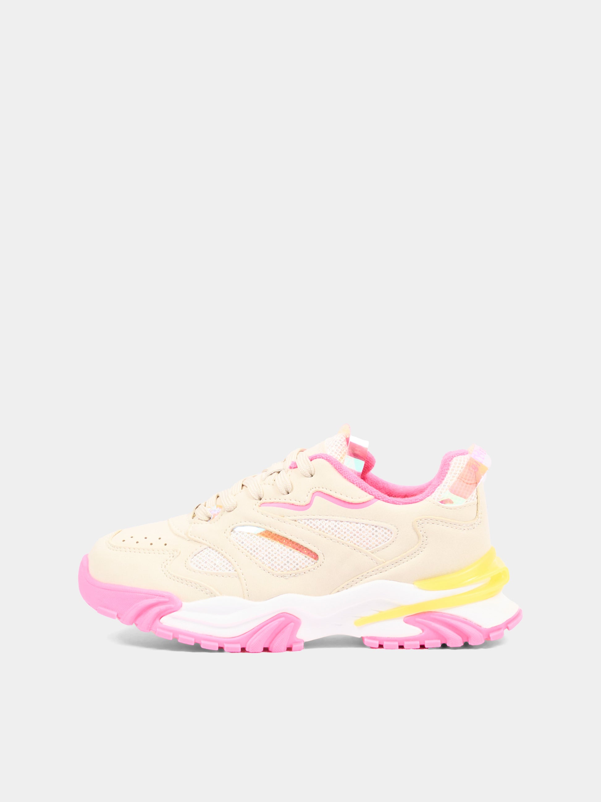 Sneakers beige per bambina con logo,Billieblush,U21991 148