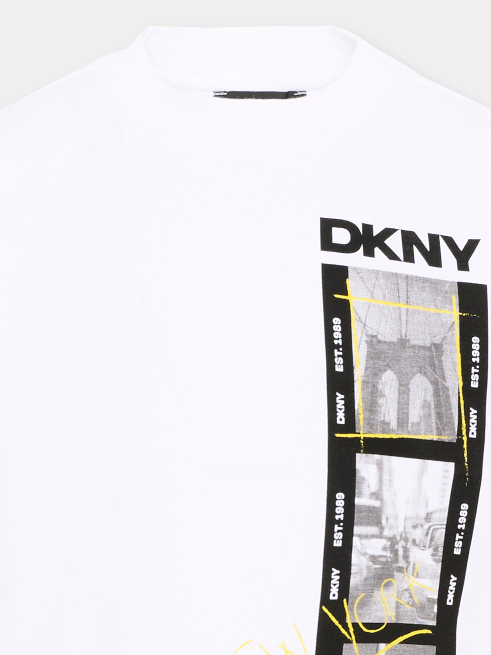 T-Shirt bianca per bambino con stampa New York,Dkny,D62536 10P