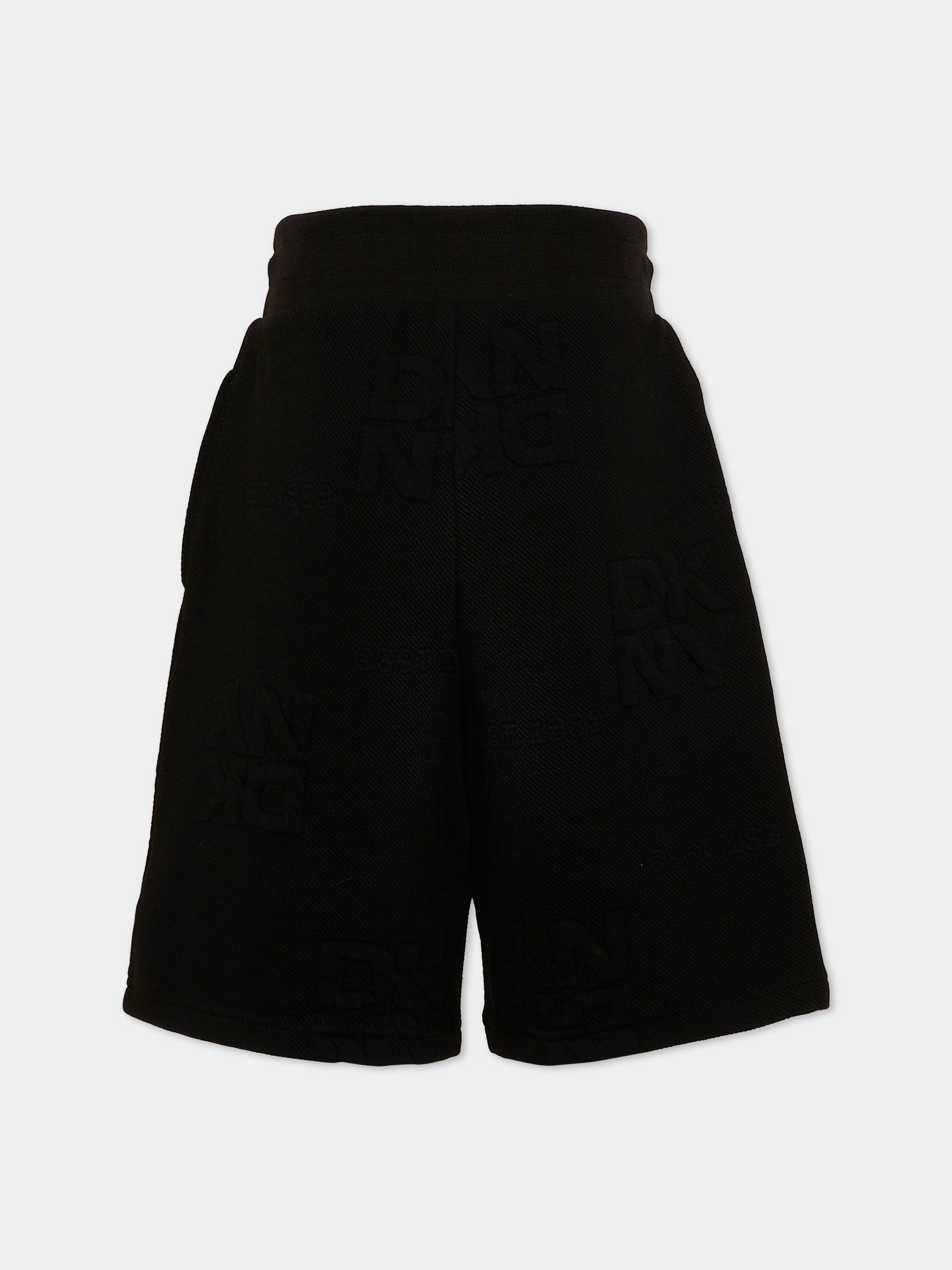 Shorts sportivi neri per bambino con logo,Dkny,D62525 09B