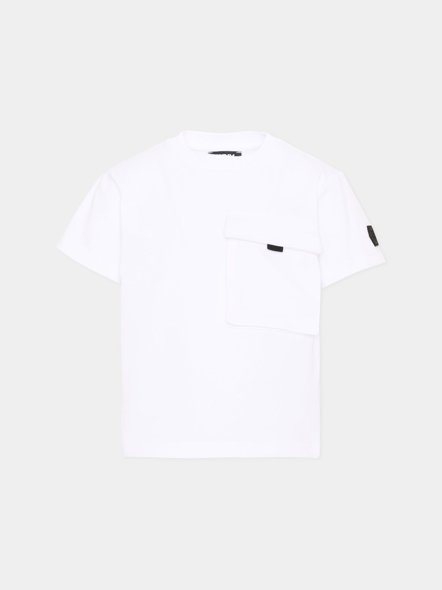 T-Shirt bianca per bambino con logo,Dkny,D62545 10P