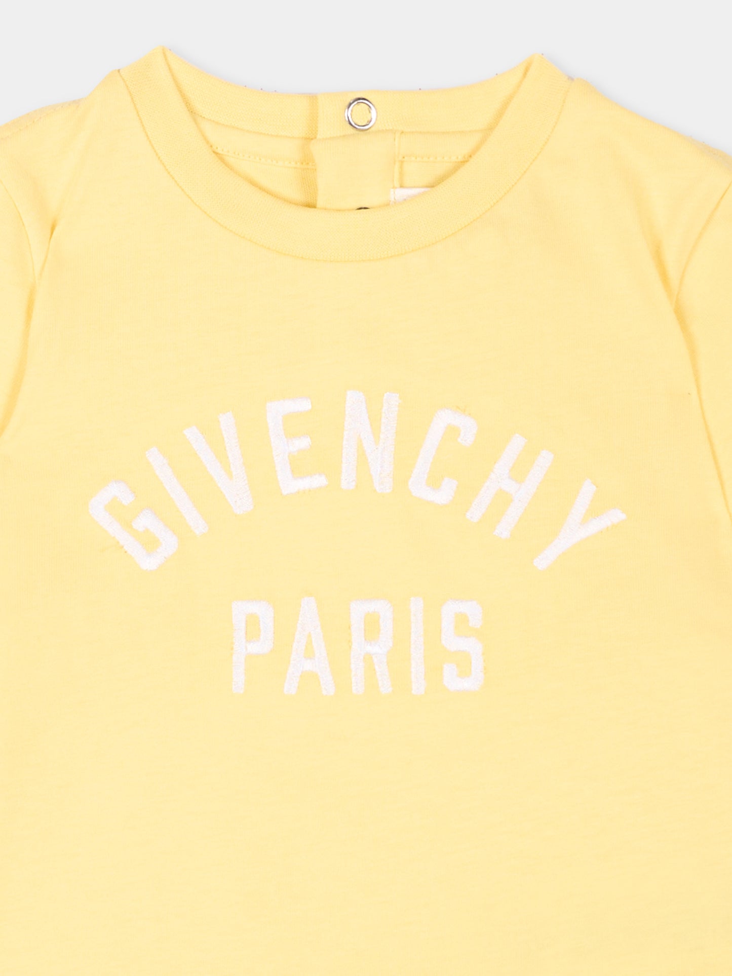 T-Shirt gialla per neonati con logo,Givenchy Kids,H31230 524