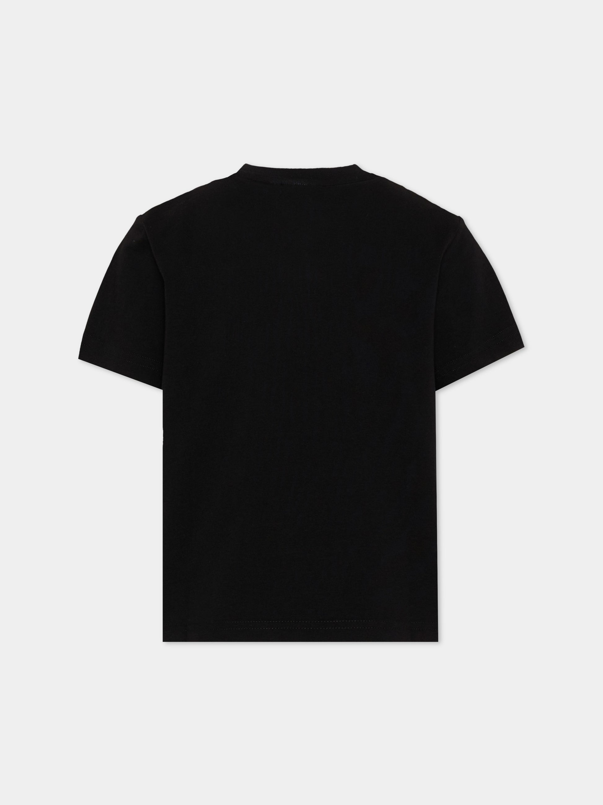 T-shirt nera per bambino con logo,Hugo,G01016 09B