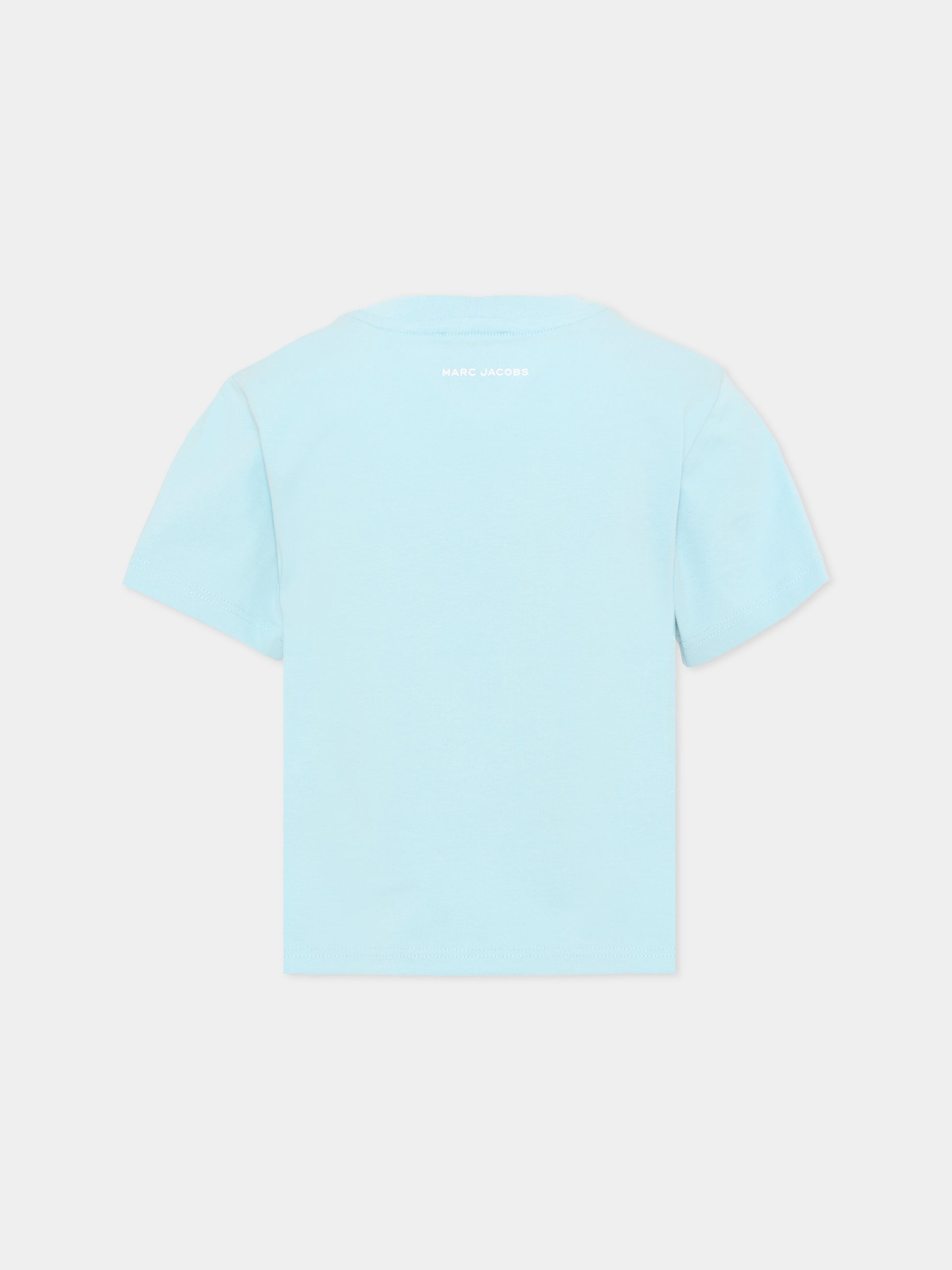 T-shirt celeste per bambina con fiore,Marc Jacobs,W60735 77B