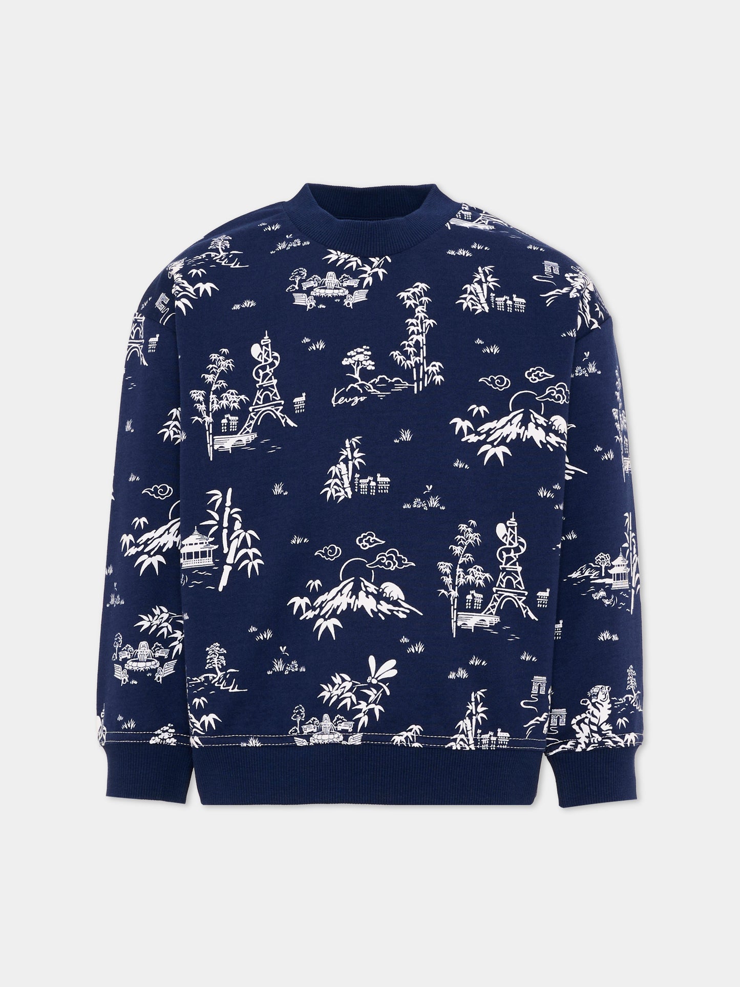 Felpa blu per bambino con patch logo,Kenzo Kids,K61658 84N