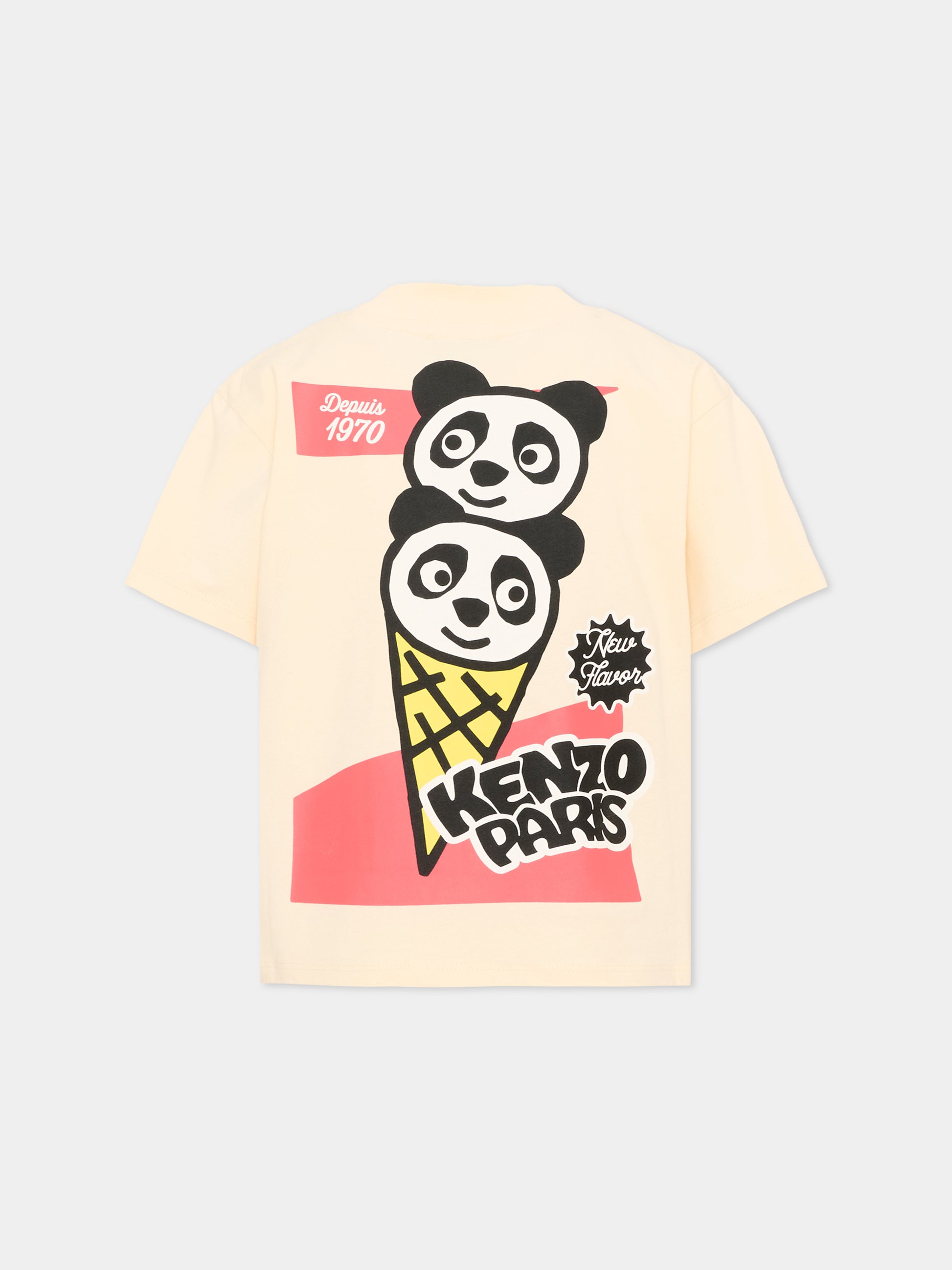 T-Shirt avorio per bambini con logo,Kenzo Kids,K61678 208