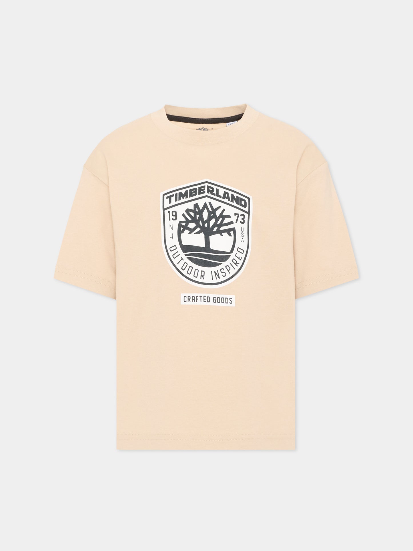 T-shirt beige per bambino con logo,Timberland,T60791 192