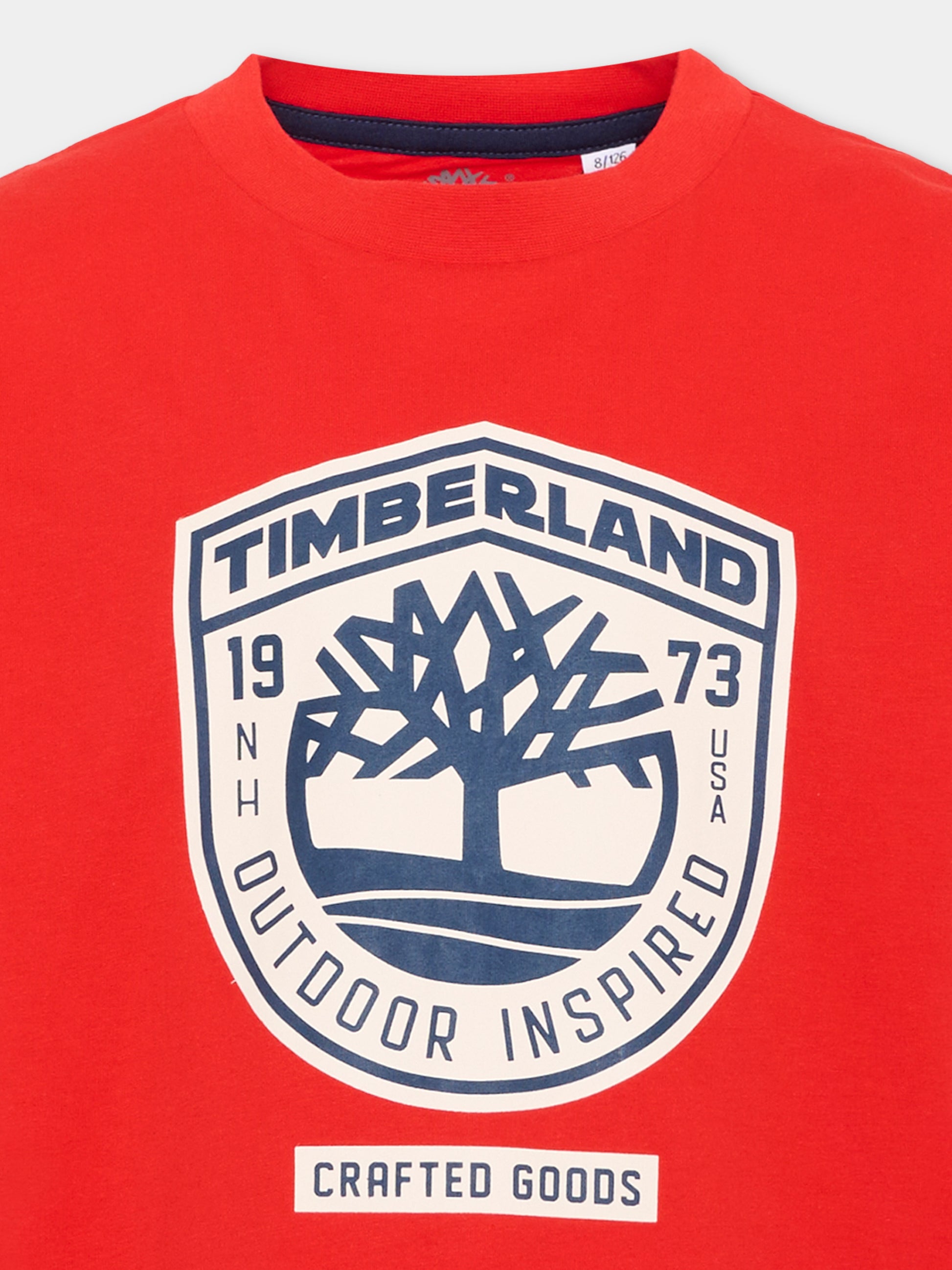 T-shirt rossa per bambino con logo,Timberland,T60791 97E