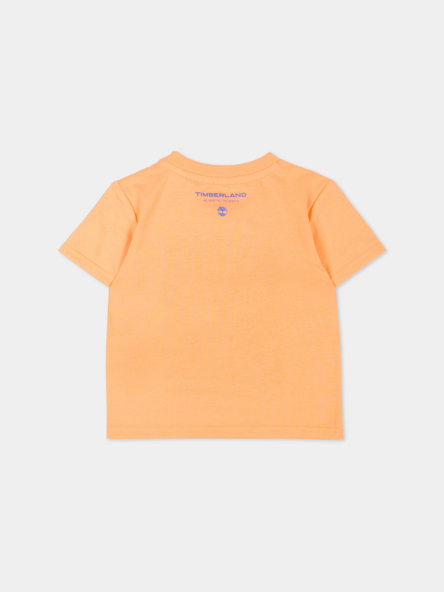 T-Shirt arancione per bambino con logo,Timberland,T60851 42Y