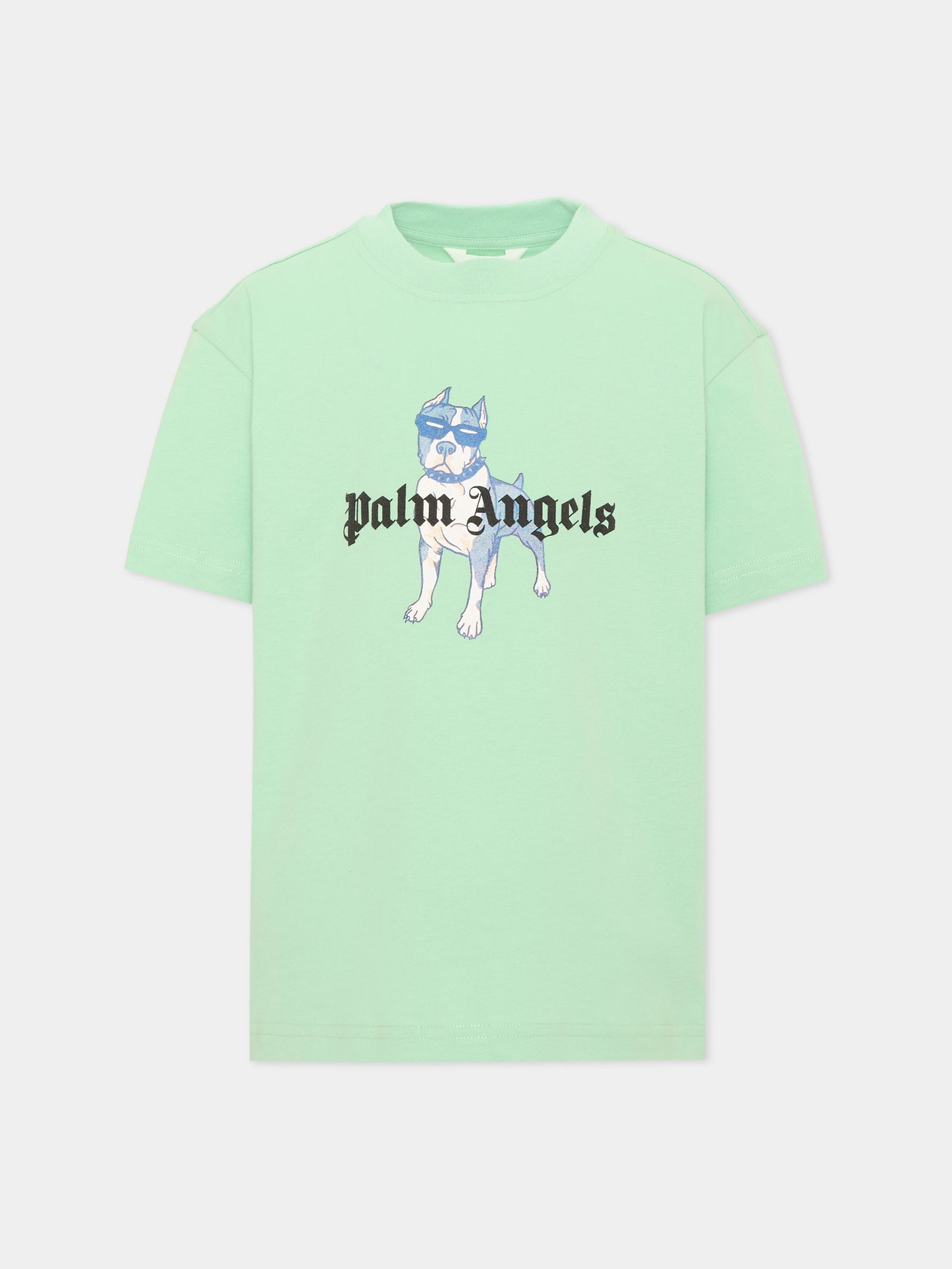 T-shirt verde per bambino con stampa,Palm Angels,PBAA003S26JER008 080