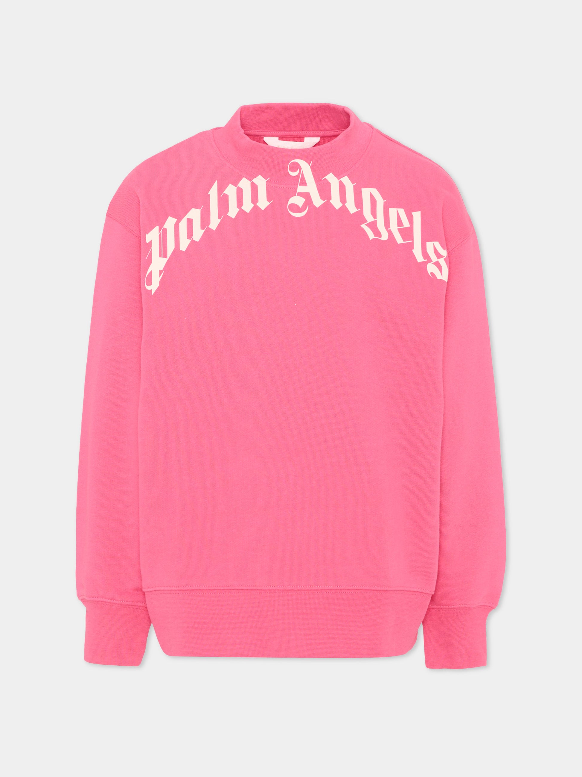 Felpa fucsia per bambina con logo,Palm Angels,PGBA013S26FLE001 044